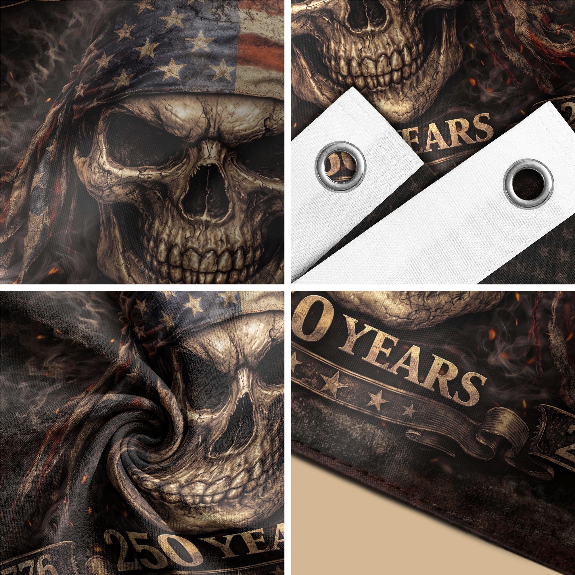 We The People 1776–2026 Flag – Patriotic Skull 250 Years House Flag - Rust Field Wear
