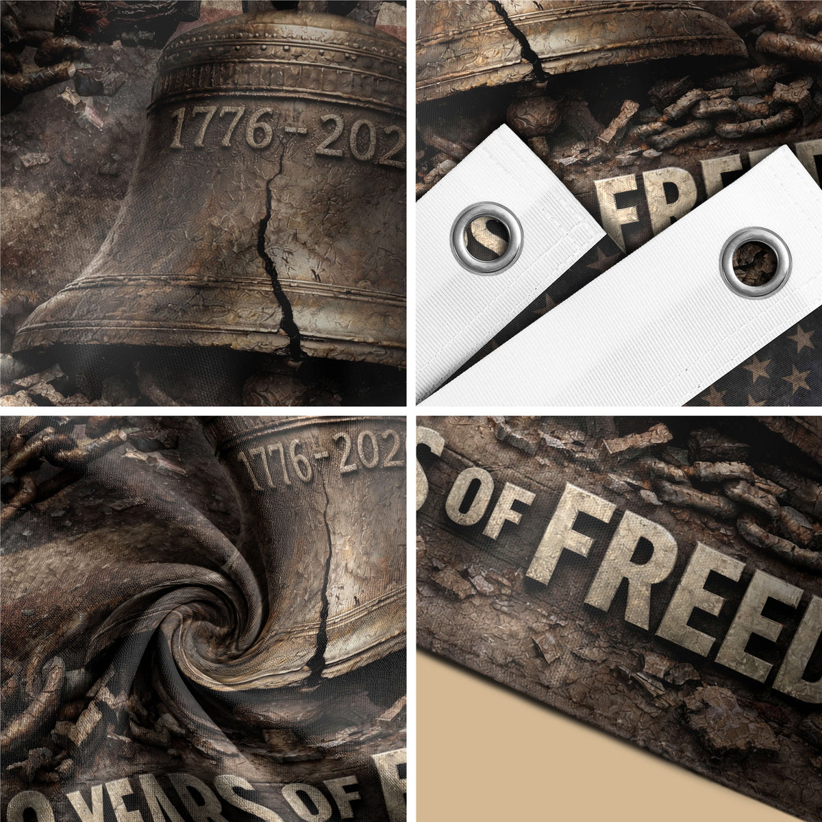 Proclaim Liberty Throughout The Land 250 Years Flag 1776–2026 – Liberty Bell Patriotic Banner - Rust Field Wear