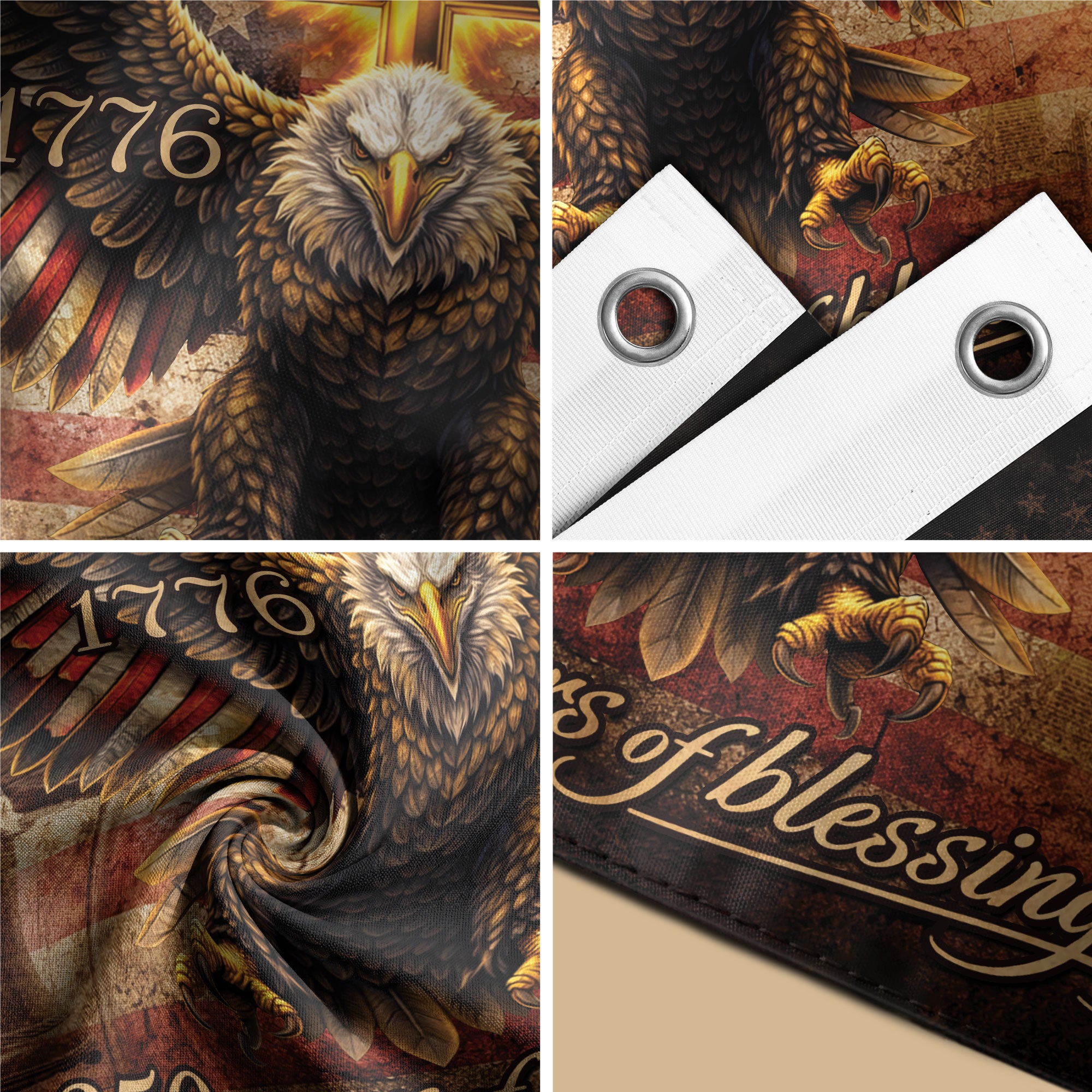 250 Years of Blessings USA Flag 1776-2026 – Patriotic Eagle & Liberty Bell Statue of Liberty Double Sided Outdoor Flag