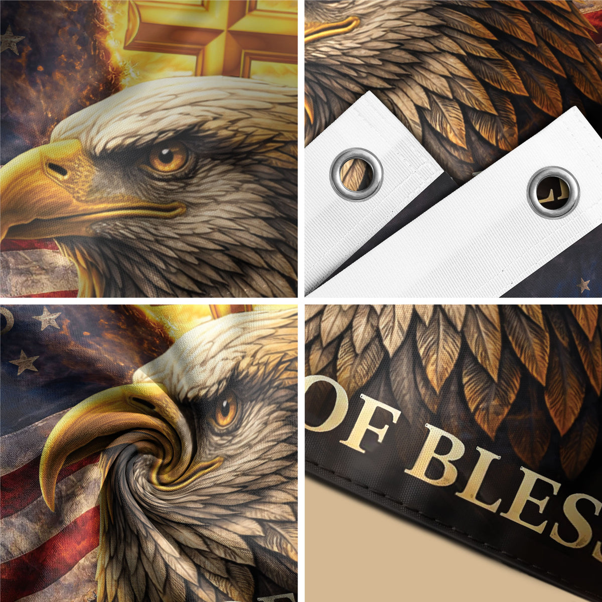 USA 250th Anniversary Eagle Flag 1776-2026 – One Nation Under God Christian Cross Double Sided Patriotic House Flag - Rust Field Wear