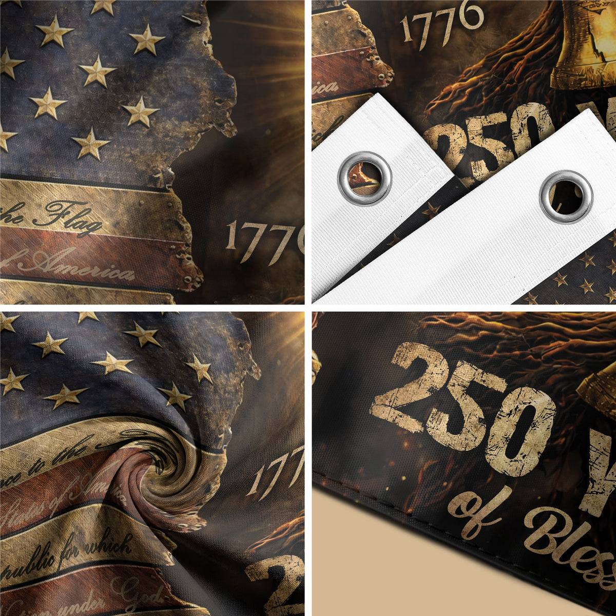 We The People Christian House Flag 250th Anniversary USA Flag 1776-2026 One Nation Under God - Rust Field Wear