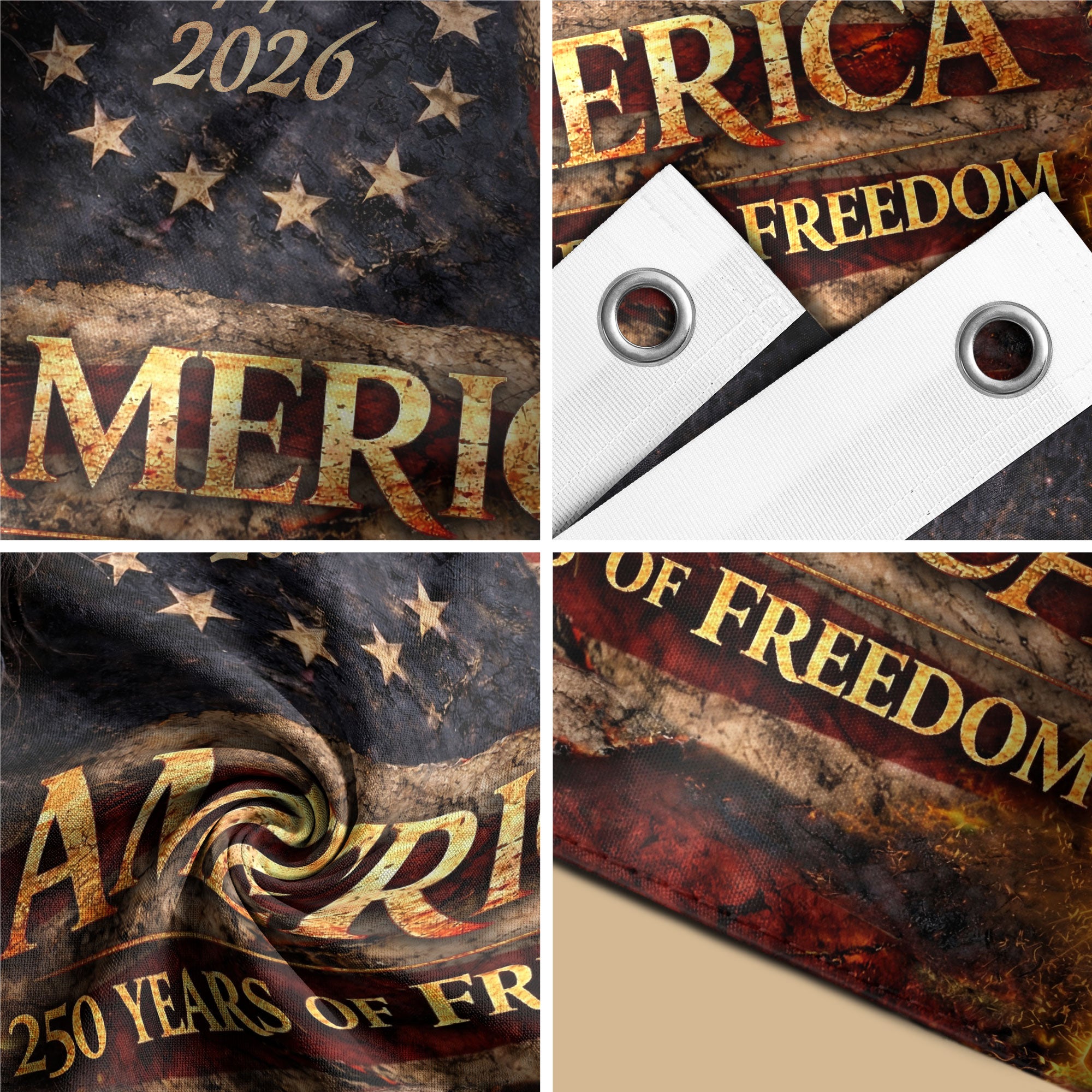 Christian We The People 250th Anniversary USA House Flag Eagle Cross 1776-2026 Patriotic Freedom Banner - Rust Field Wear