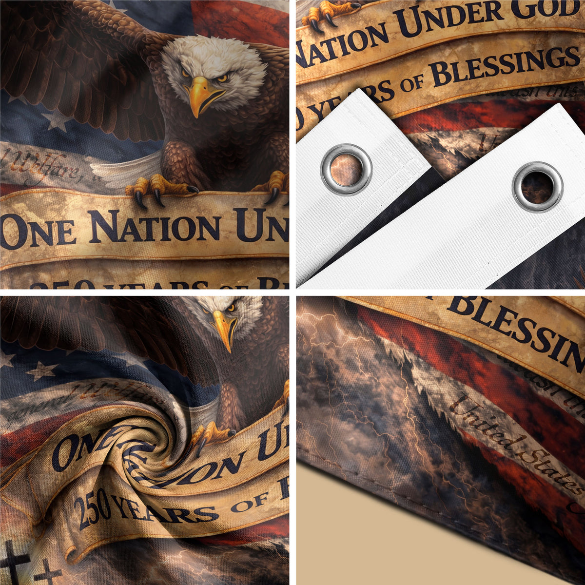 We The People One Nation Under God 250th Anniversary House Flag Patriotic Eagle 250 Years Blessing USA Flag - Rust Field Wear