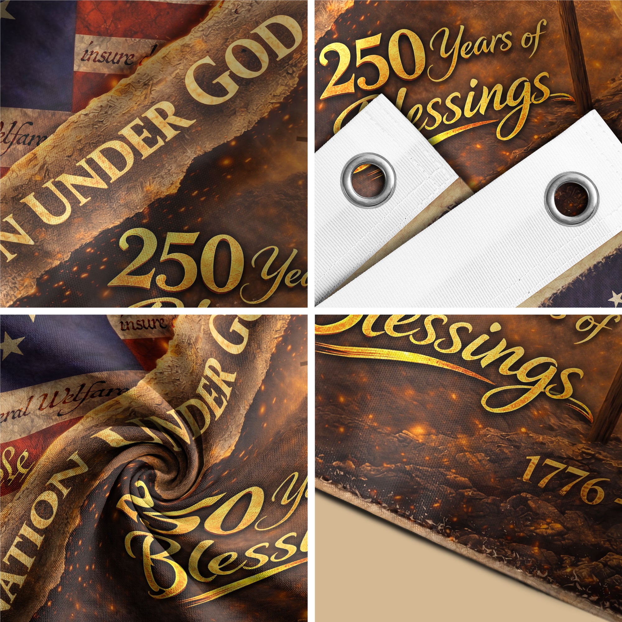 250 Years of Blessings Flag 1776-2026 Jesus We The People Christian United States Banner 3x5ft