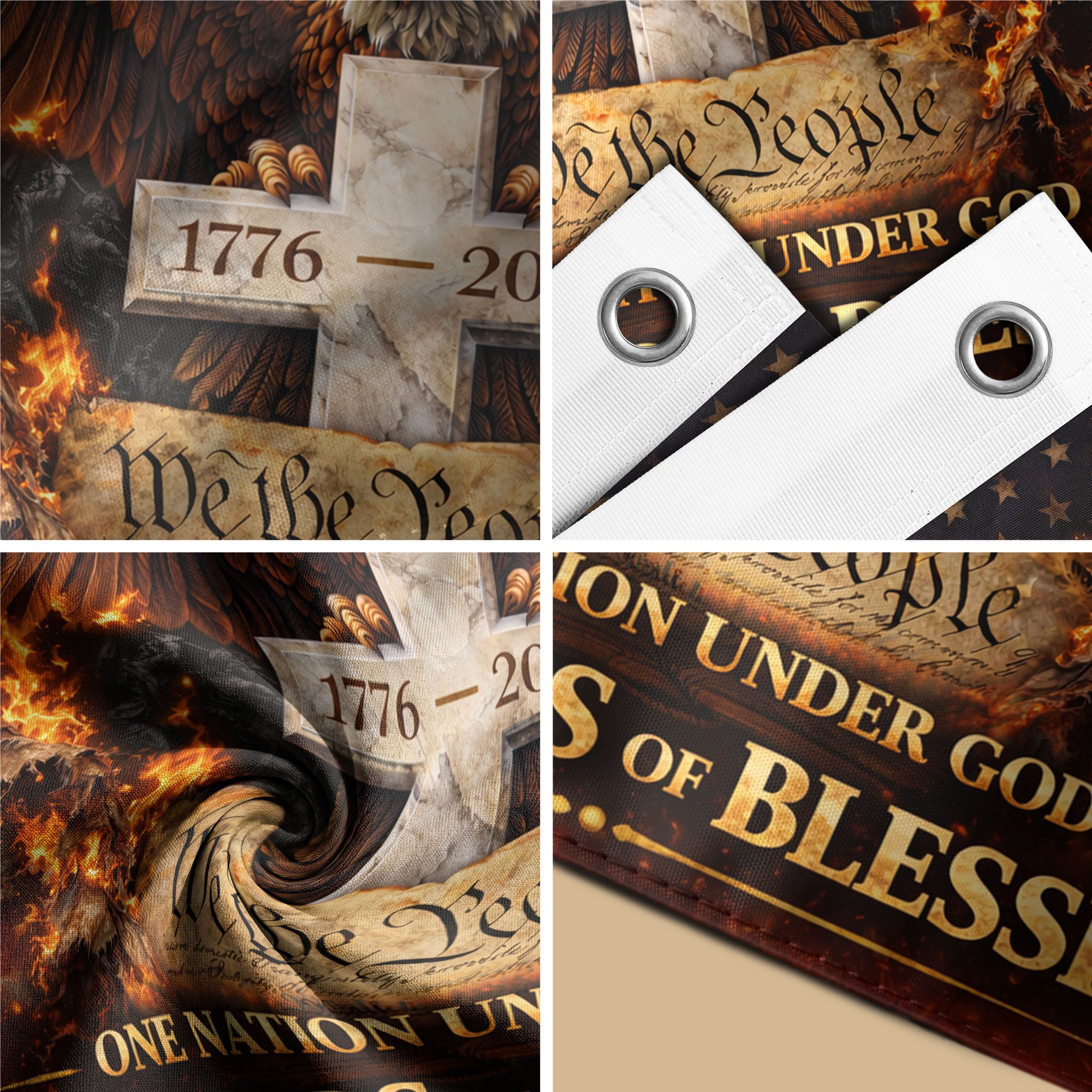 250 Years of Blessings Flag 1776-2026 We The People Christian Eagle Cross USA Banner 3x5ft - Rust Field Wear