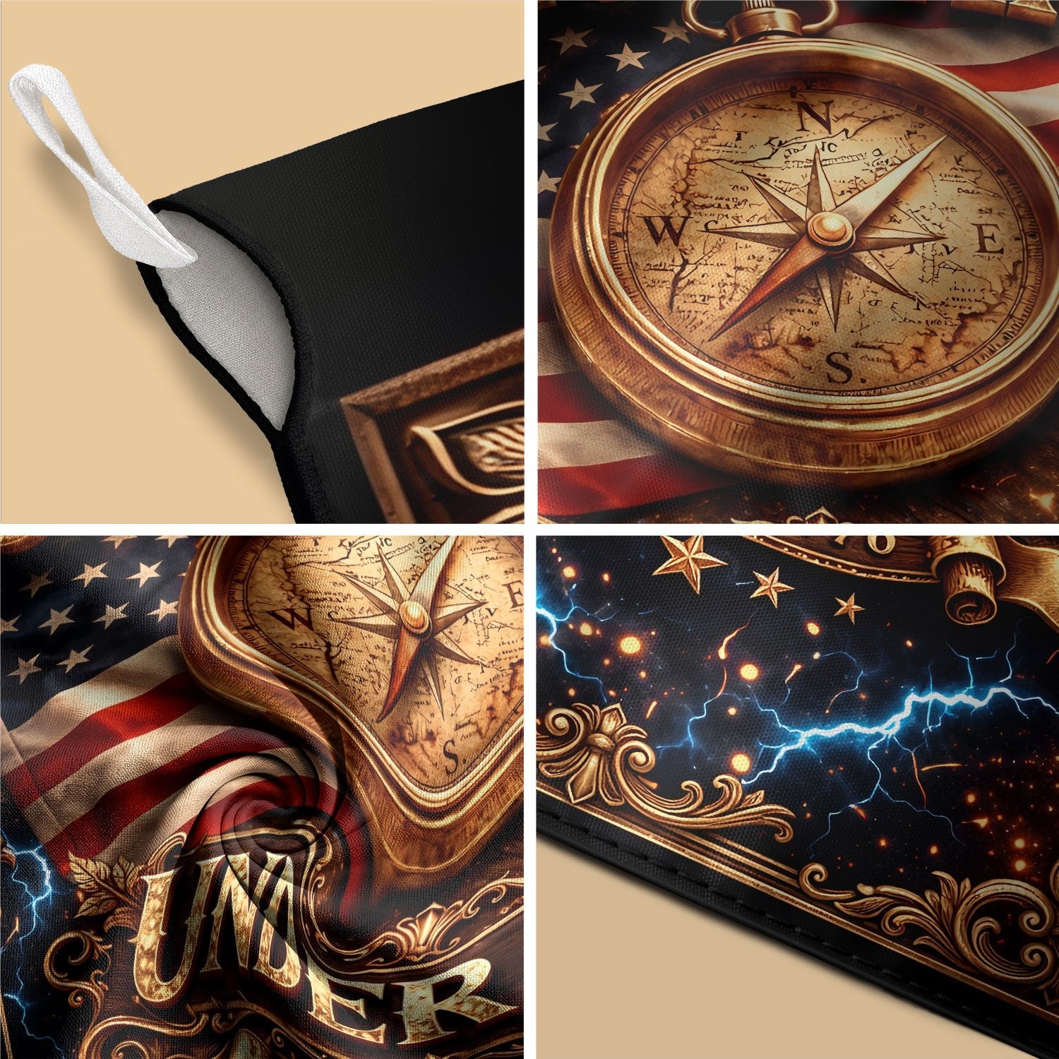 Christian One Nation Under God Since 1776 250th Anniversary USA House Flag Compass Cross Patriotic Faith Design - Rust Field Wear