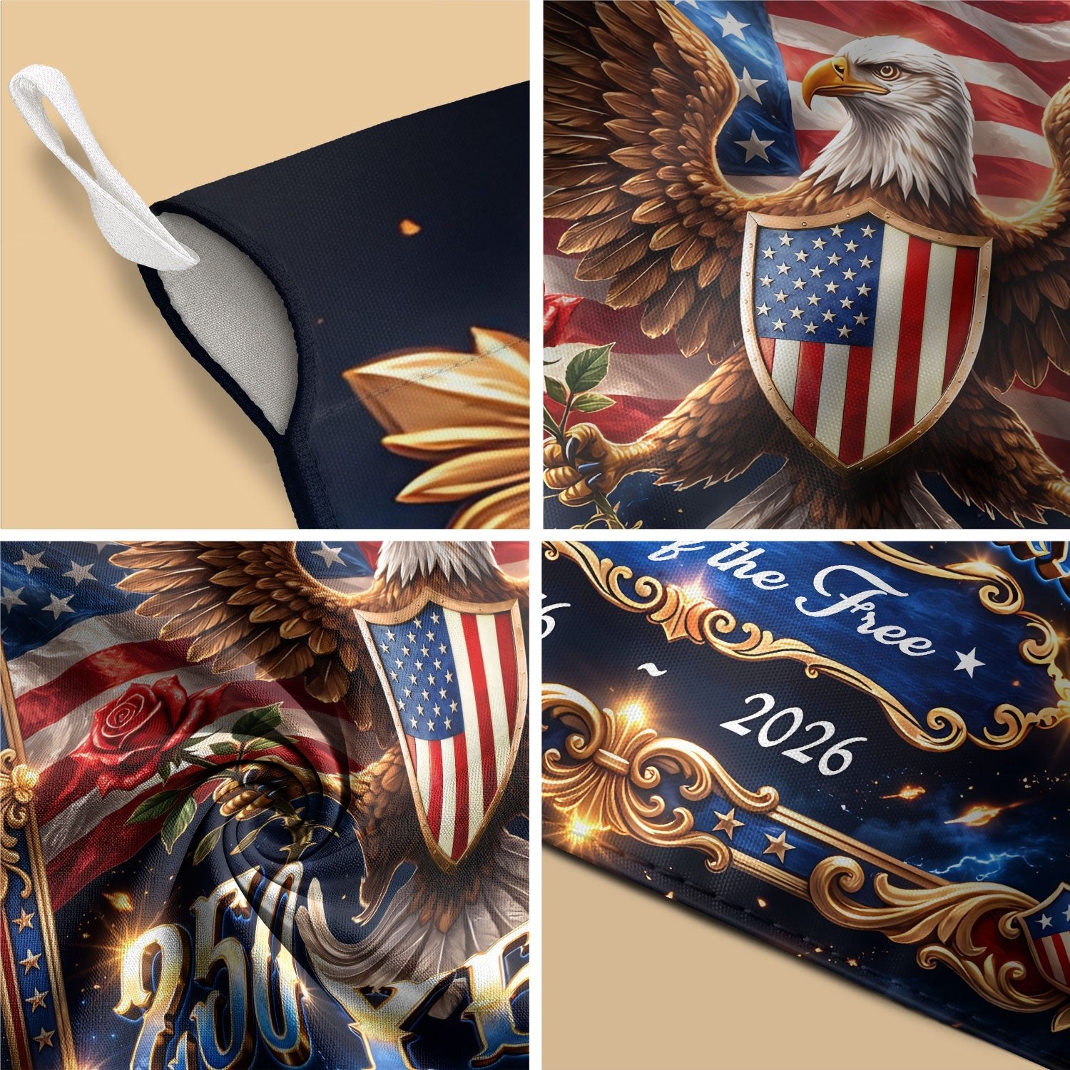 United States 250 Years Garden Flag Eagle Patriotic 1776 2026 Land of the Free - Rust Field Wear