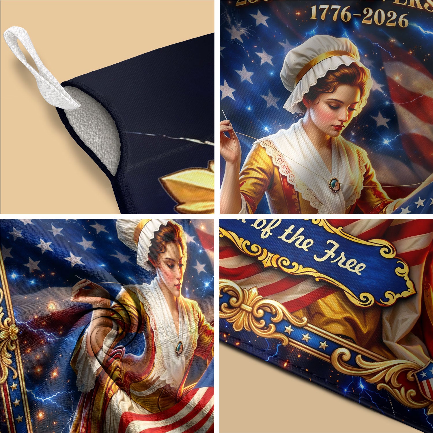 America 250th Anniversary Garden Flag Betsy Ross Patriotic 1776 2026 Land of the Free - Rust Field Wear