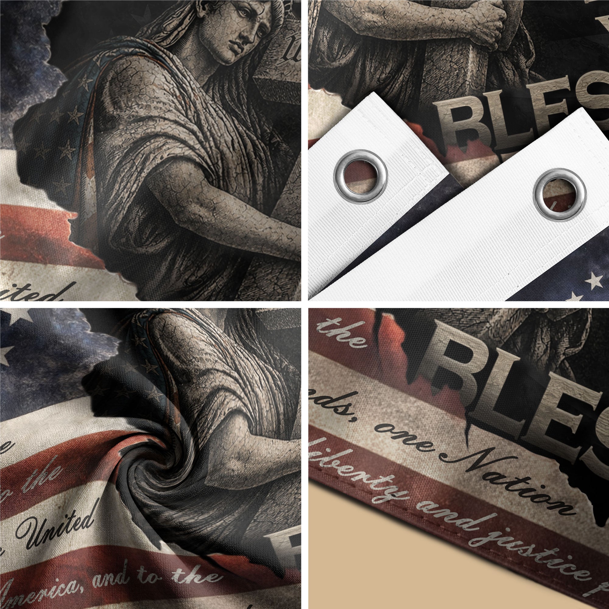 Pledge of Allegiance House Flag 1776-2026 Patriotic Christian 250 Years of Blessings - Rust Field Wear