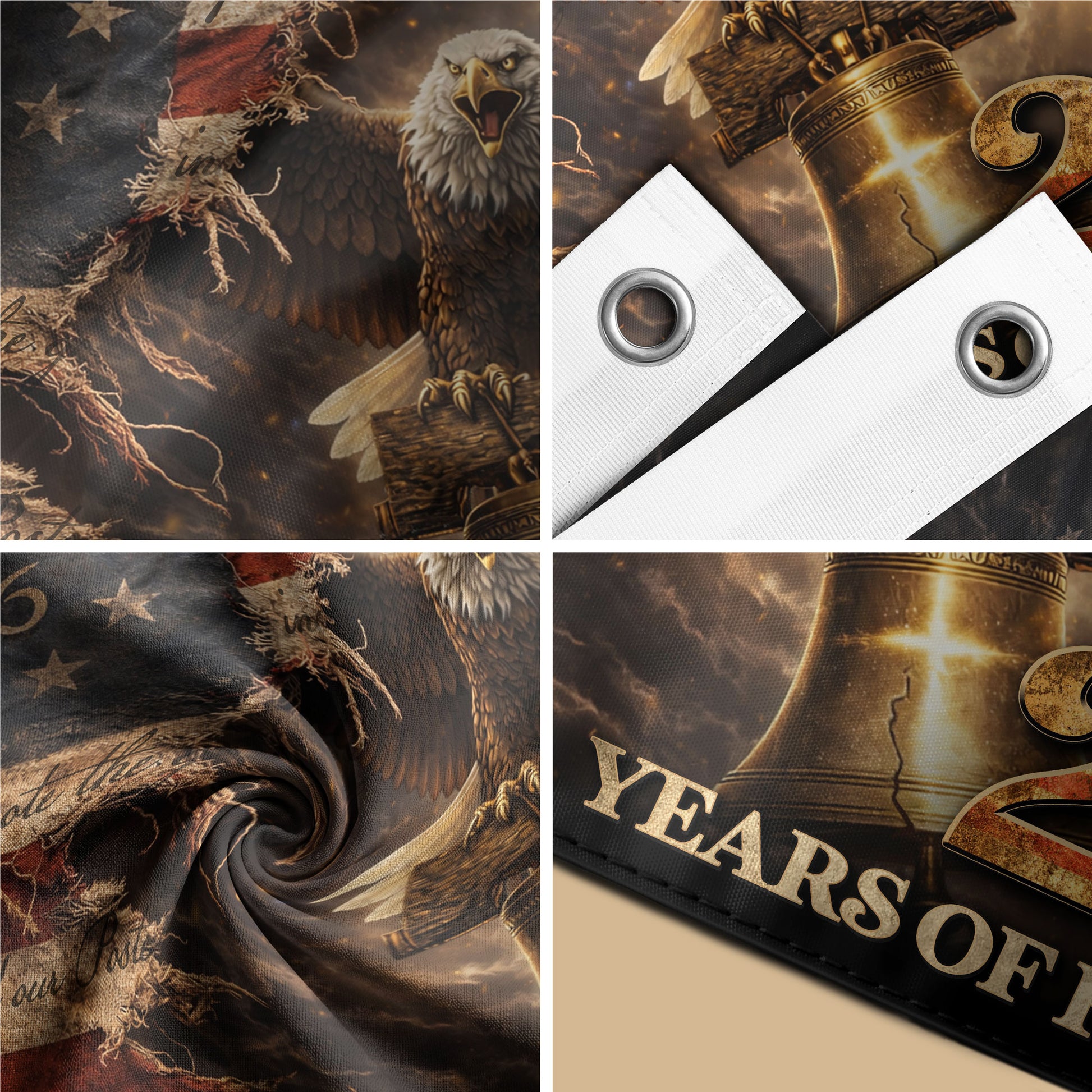 250 Years of Freedom House Flag 1776-2026 Patriotic Eagle Liberty Bell Christian Decor - Rust Field Wear