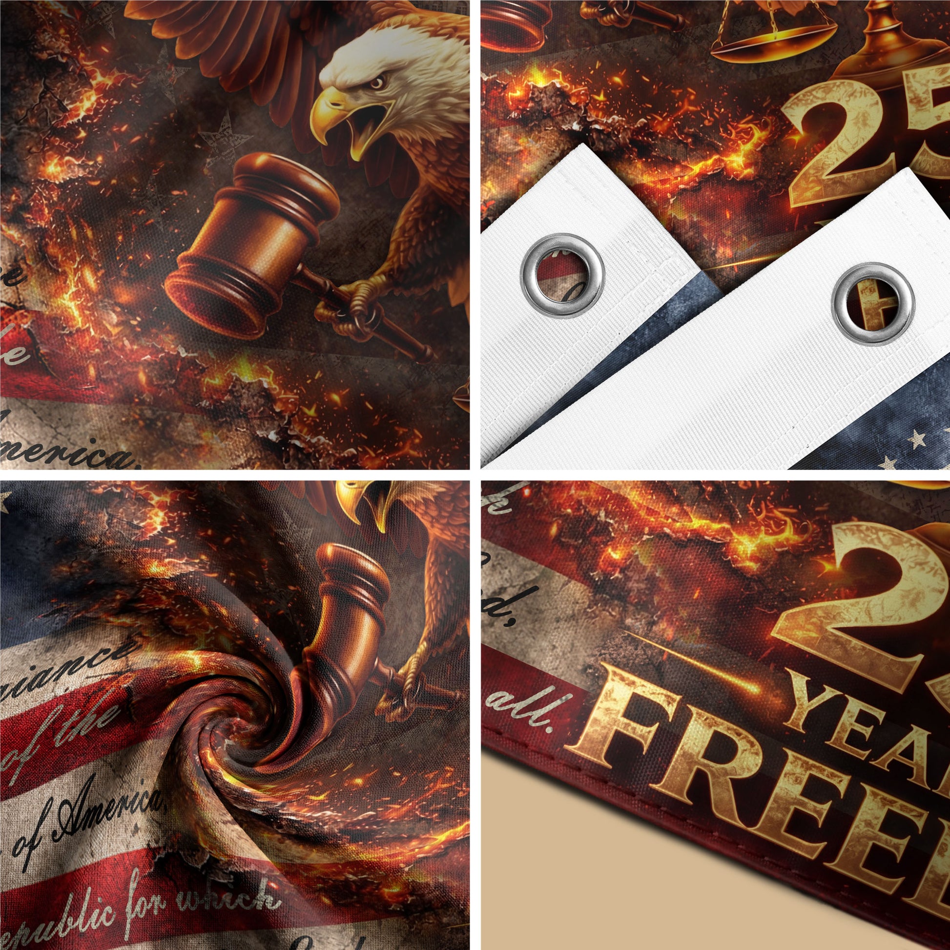 Justice Gavel Eagle House Flag 1776-2026 We The People 250 Years Freedom Patriotic - Rust Field Wear