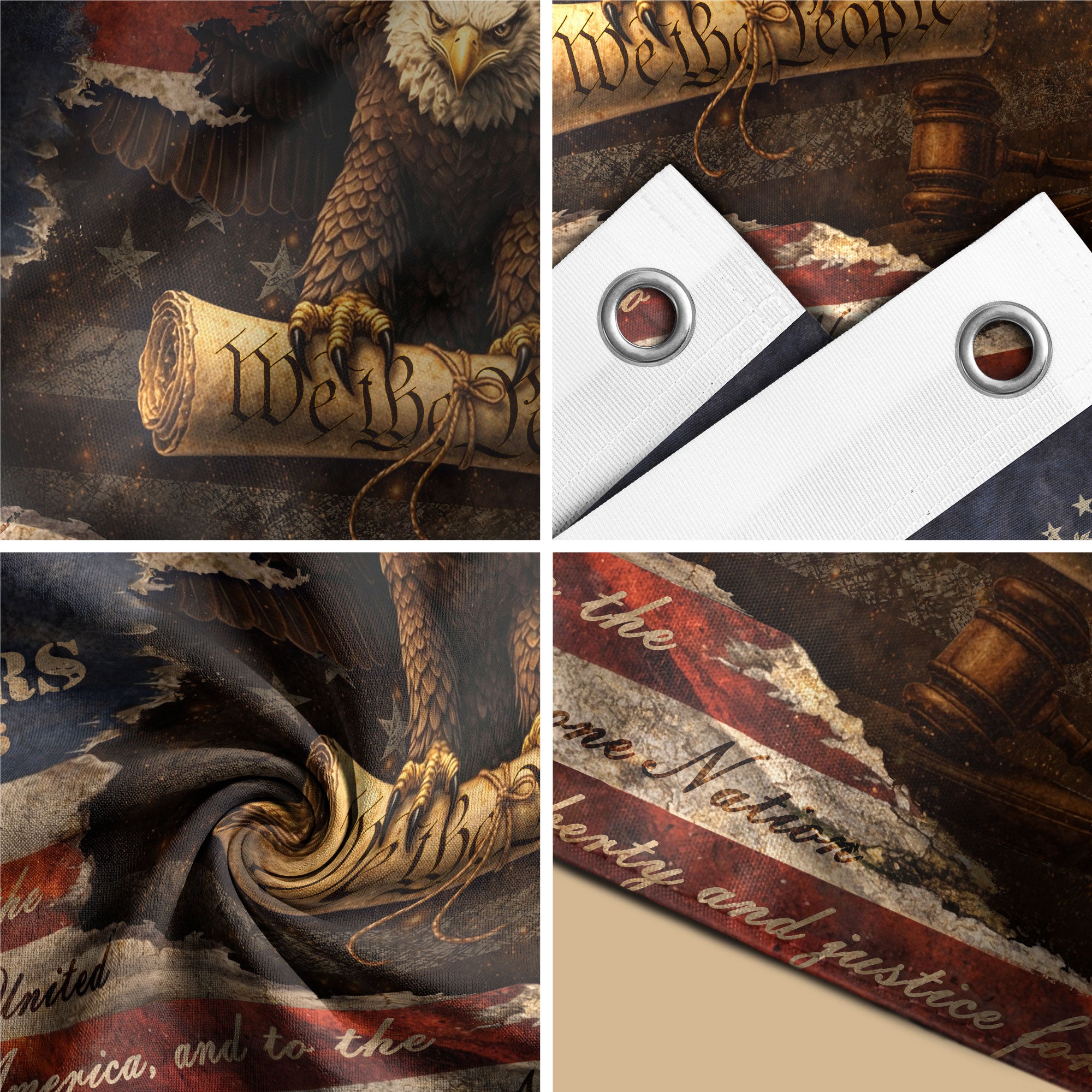 Justice Gavel Eagle House Flag 1776-2026 We The People 250 Years Freedom Patriotic Decor - Rust Field Wear