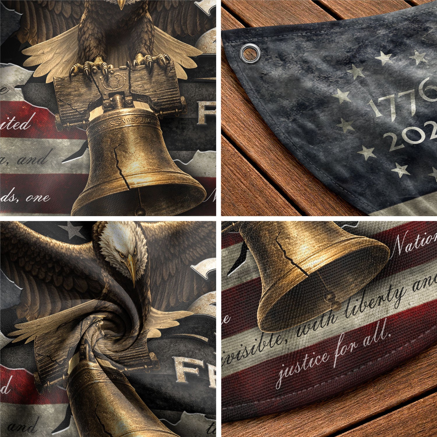 250 Years of Freedom Fence Flag 1776-2026 Liberty Bell Eagle Patriotic Banner Decor