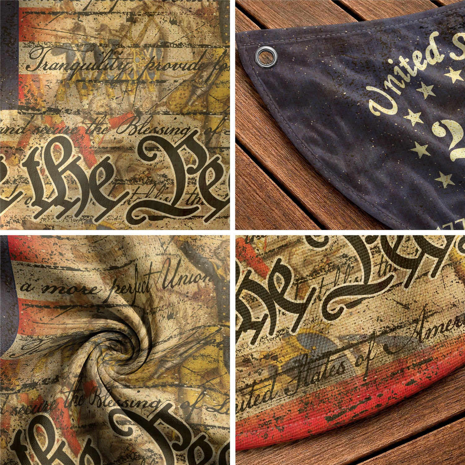 USA 250th Anniversary Flag Fence Banner - We The People & Eagle Design for 2026 Celebration