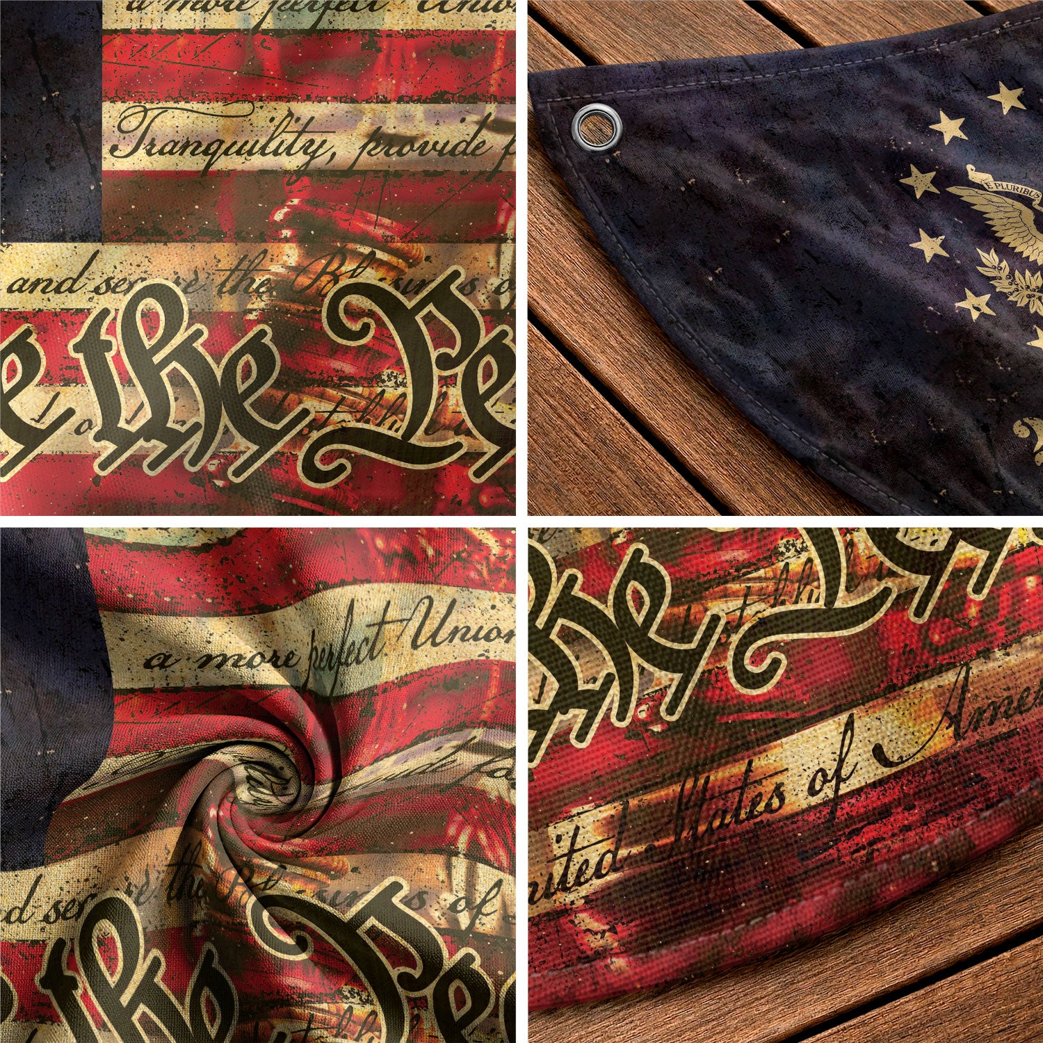 250th Anniversary USA Flag Fence Banner - We The People & Eagle Design for 2026 Celebration