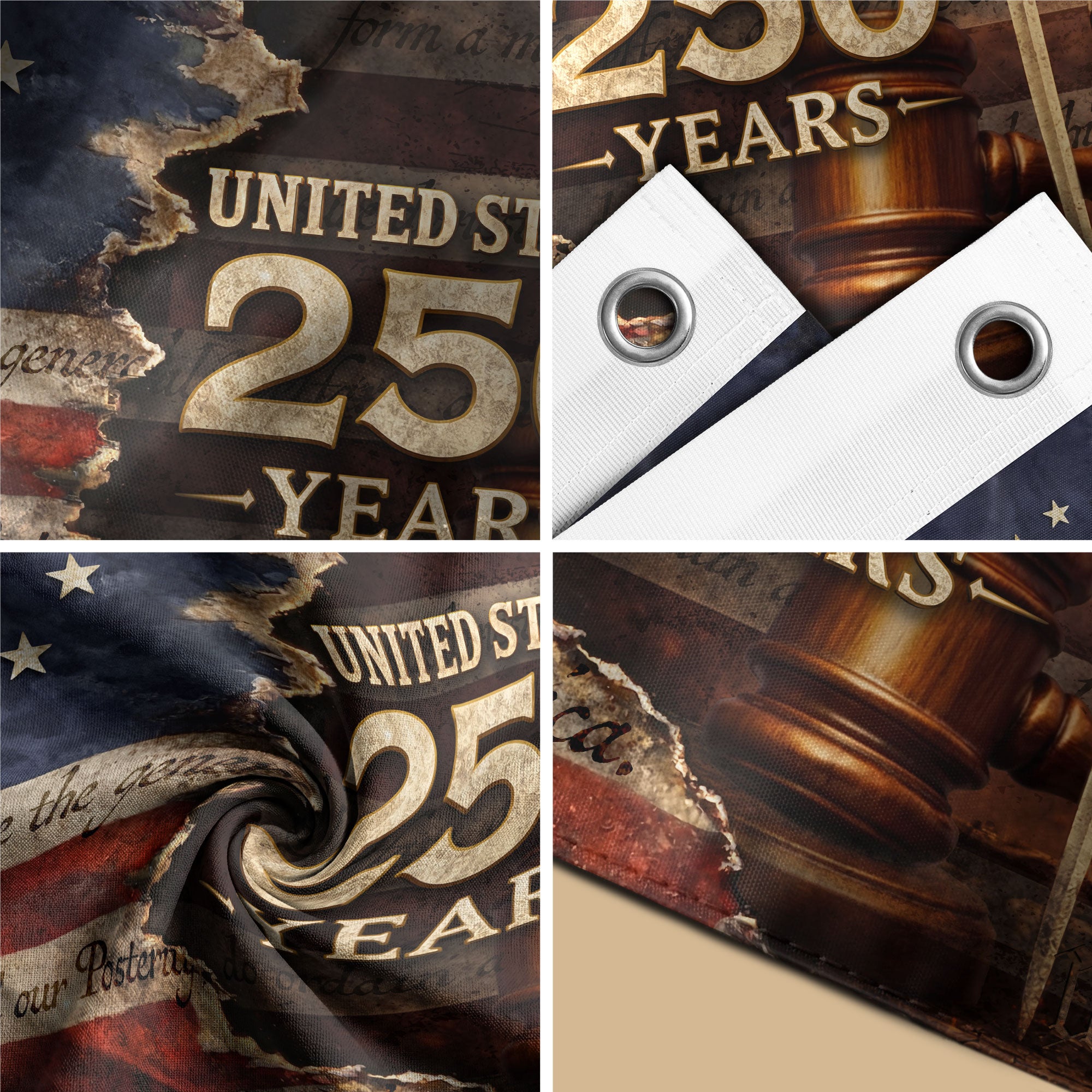 Patriotic Prayer House Flag 1776-2026 Liberty Bell One Nation Under God 250 Years Blessing - Rust Field Wear