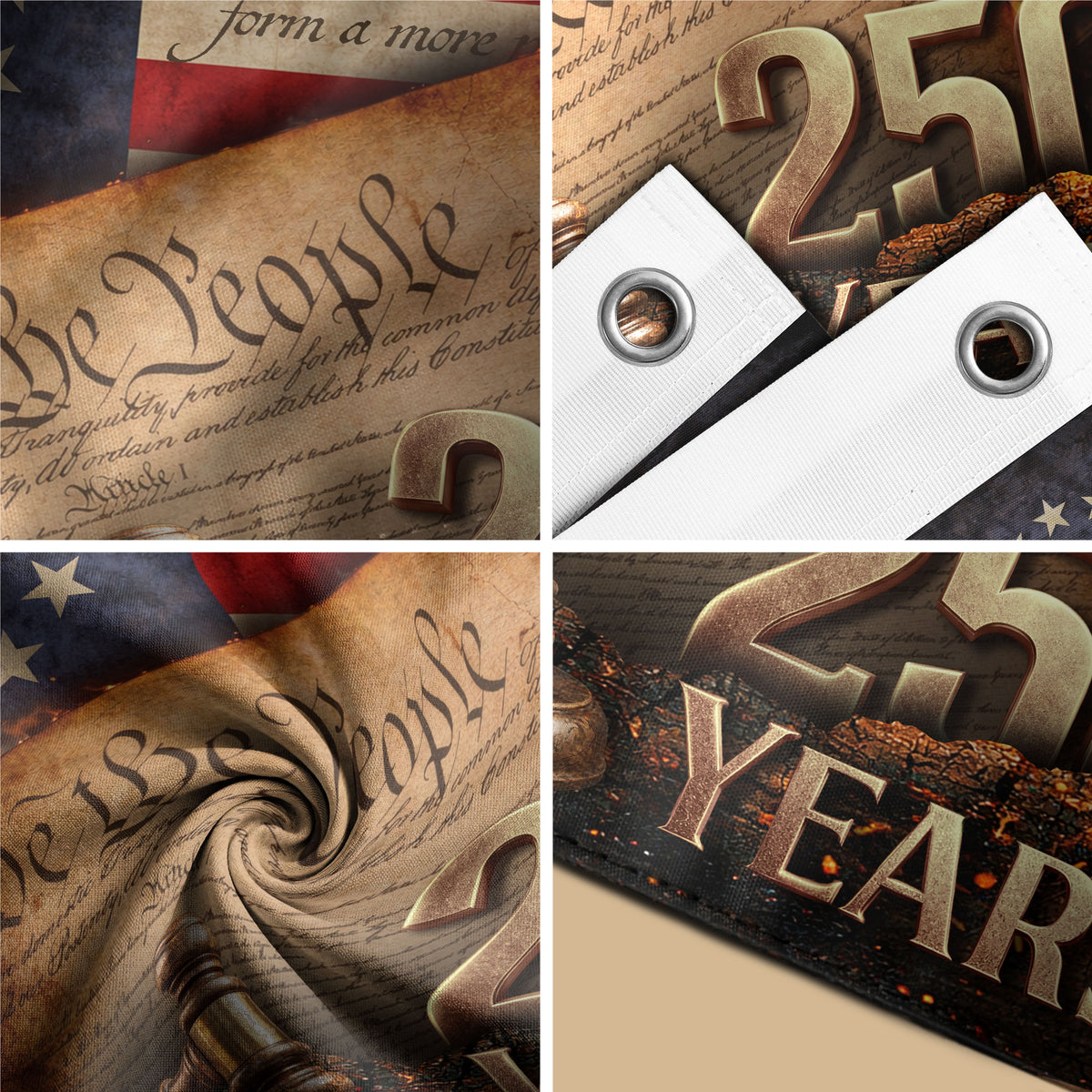 Lady Justice House Flag 1776-2026 We The People 250 Years of Freedom Patriotic Decor - Rust Field Wear