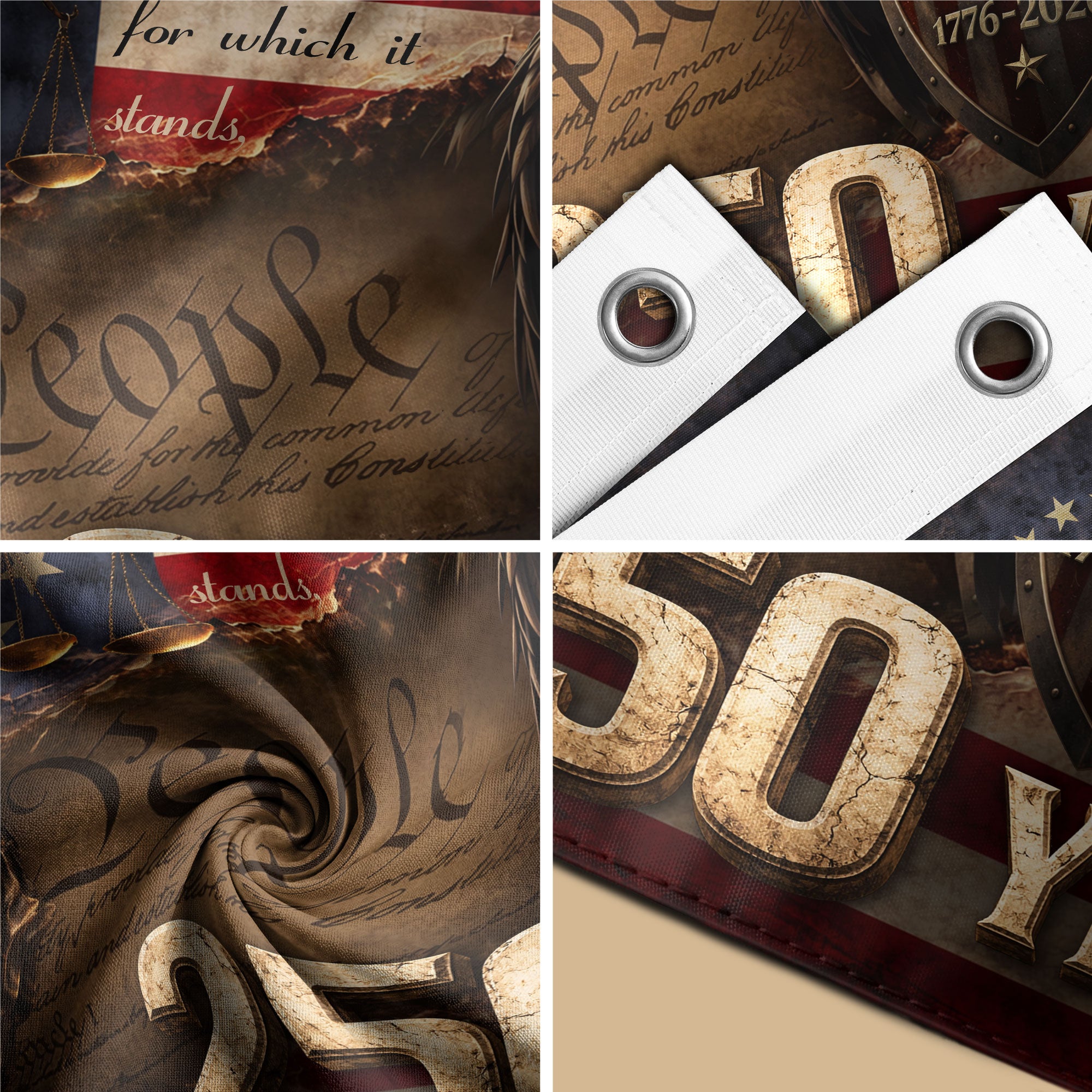 Lady Justice House Flag 1776-2026 We The People 250 Years of Freedom Patriotic Eagle Decor - Rust Field Wear