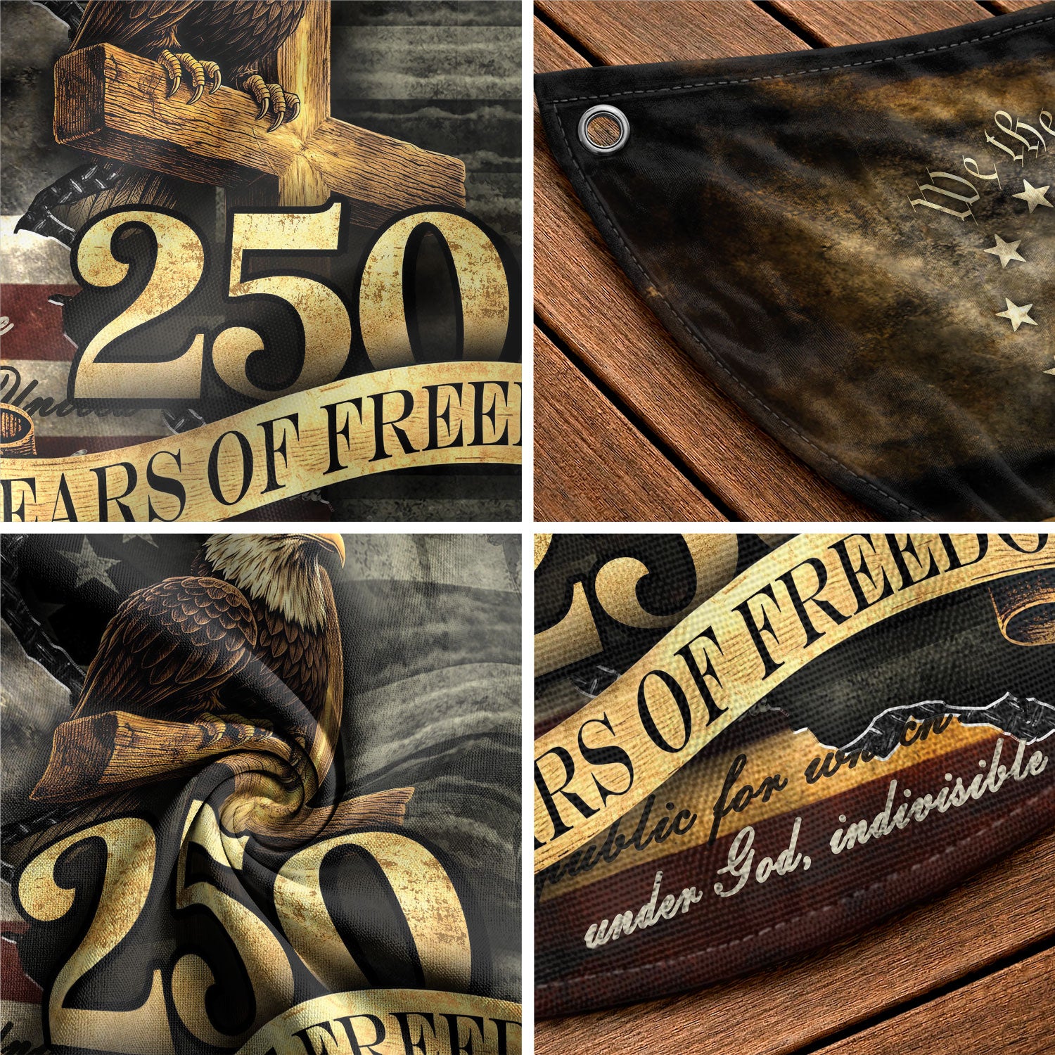 Fence Flag 250th Anniversary USA Flag 1776-2026 Eagle Patriotic 250 Year American Anniversary Flag Decor - Rust Field Wear