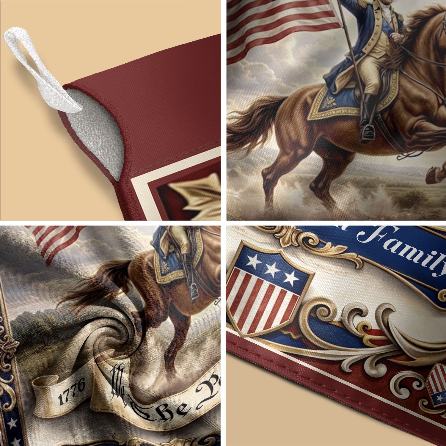 George Washington Horseback Garden Flag Custom Family Name 250 Years Freedom 1776-2026 Patriotic Decor - Rust Field Wear