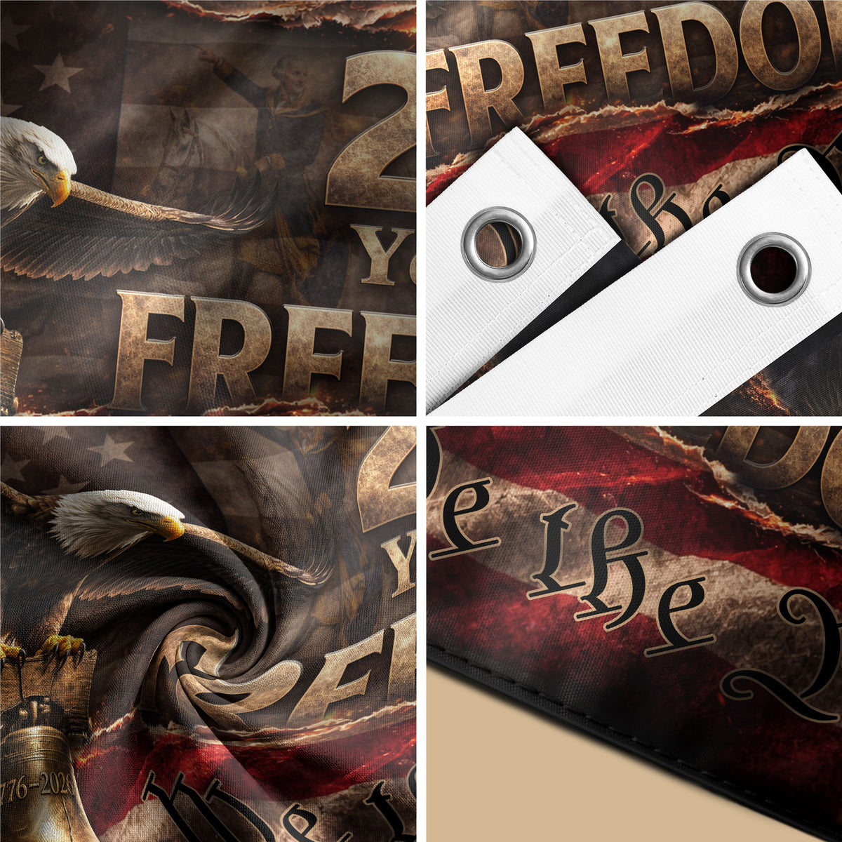 250 Years of Freedom House Flag 1776-2026 We The People Patriotic Shield Decor - Rust Field Wear