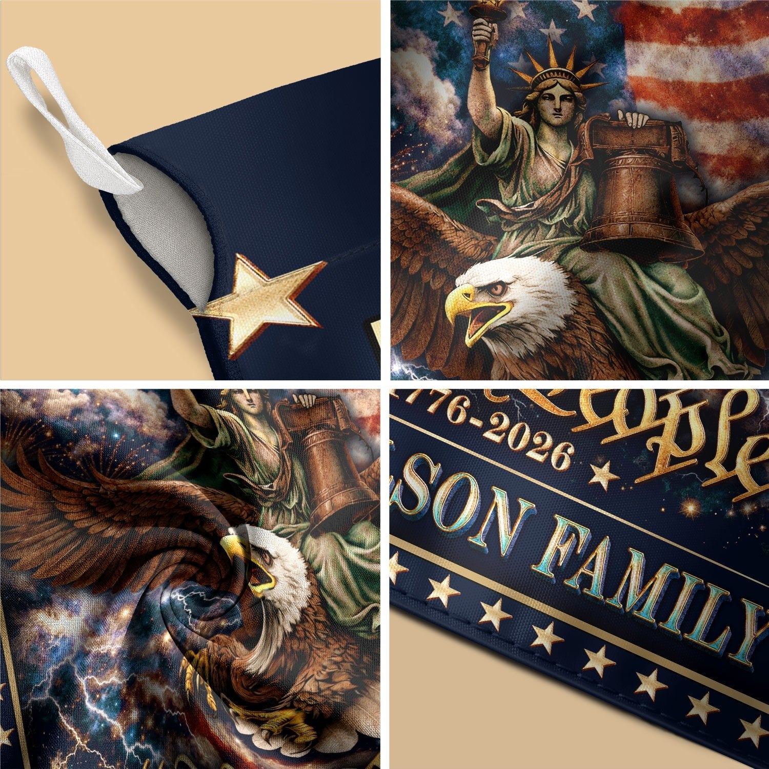 Personalized Patriotic Garden Flag – 250 Years of American Heritage with Liberty & Eagle Motif (1776–2026) - Rust Field Wear