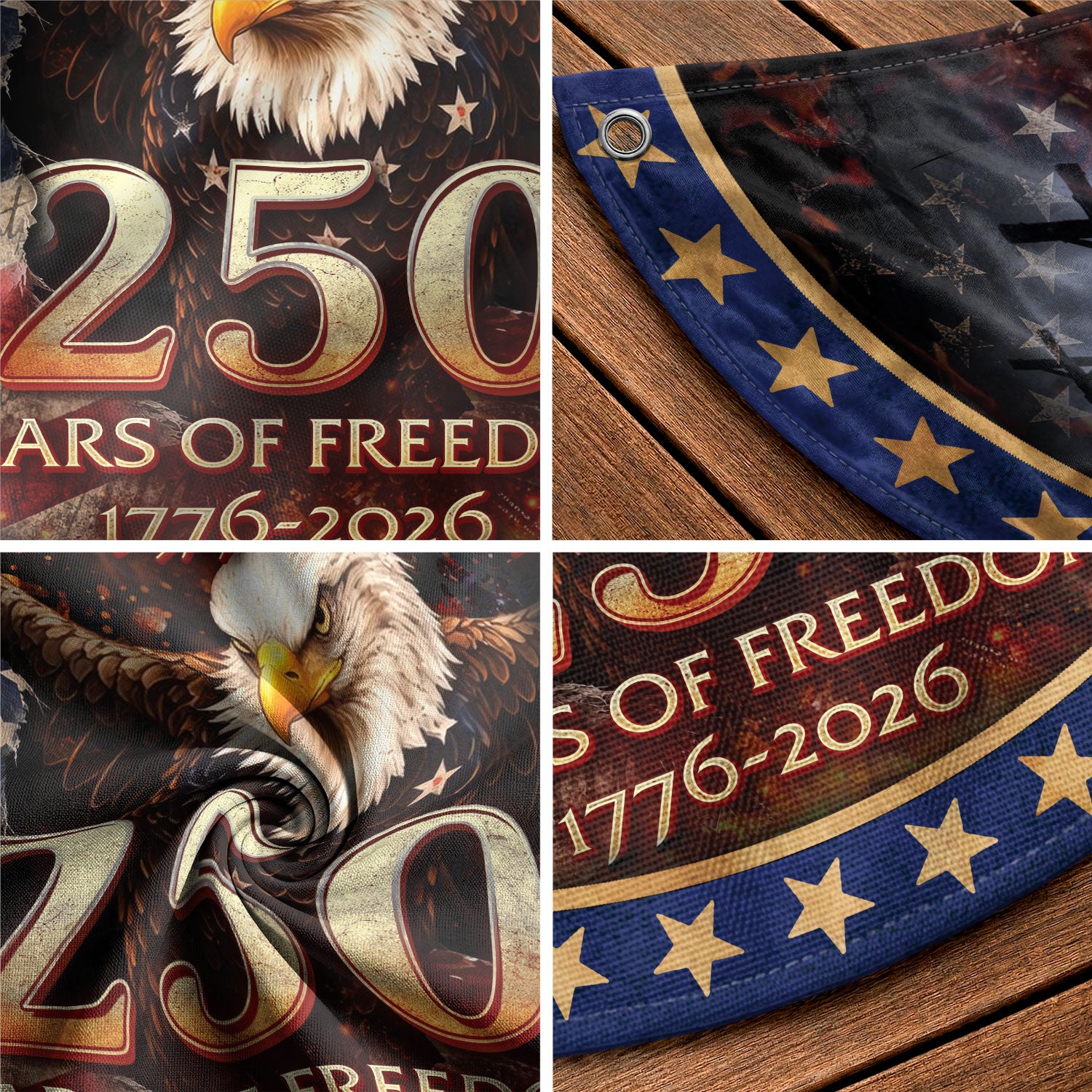 USA 250th Anniversary Fence Flag 1776-2026 – American Flag with Cross We The People Christian Patriotic Banner - Rust Field Wear