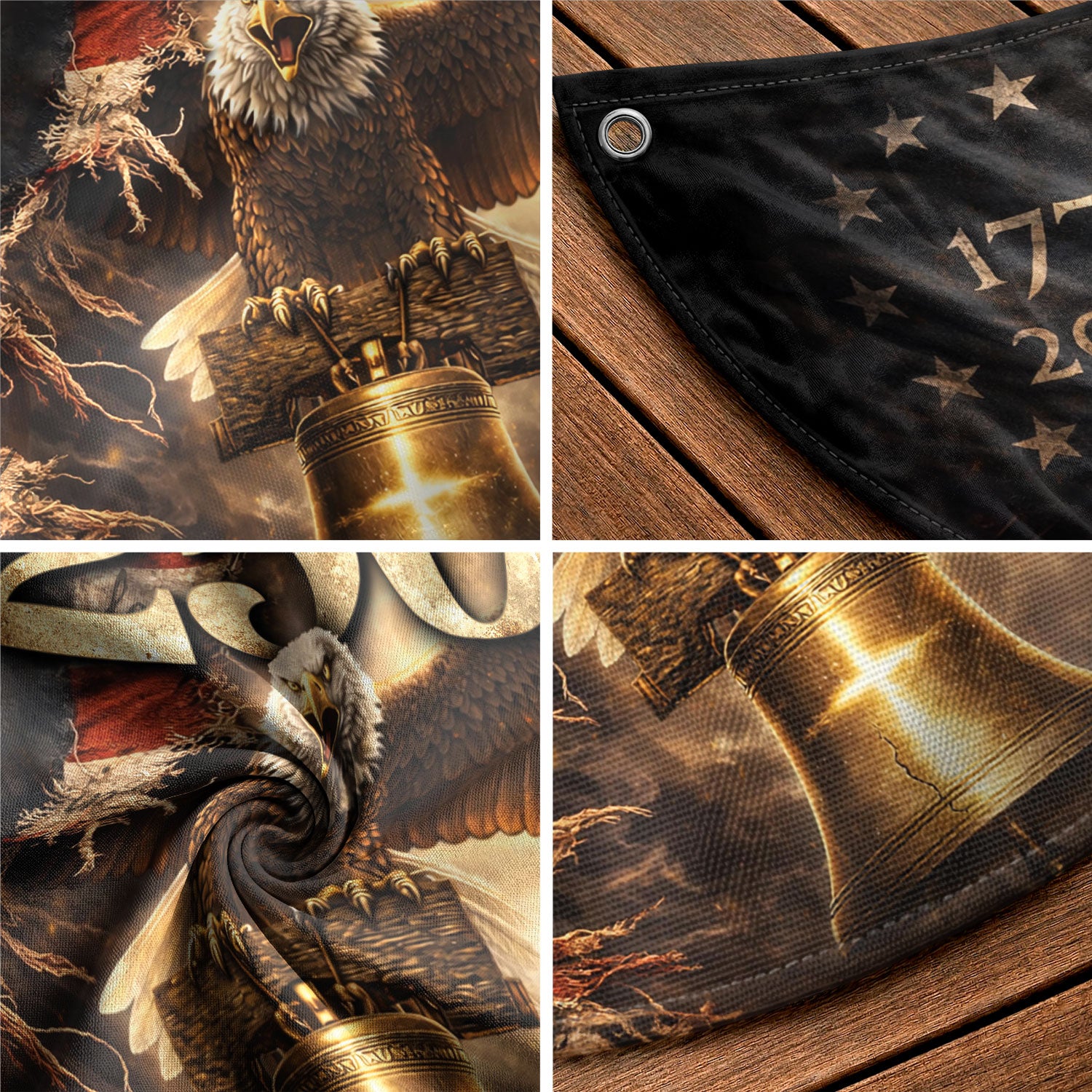 250 Years USA Anniversary Fence Flag 1776-2026 – Jesus & Eagle Christian Patriotic Double Sided Banner - Rust Field Wear