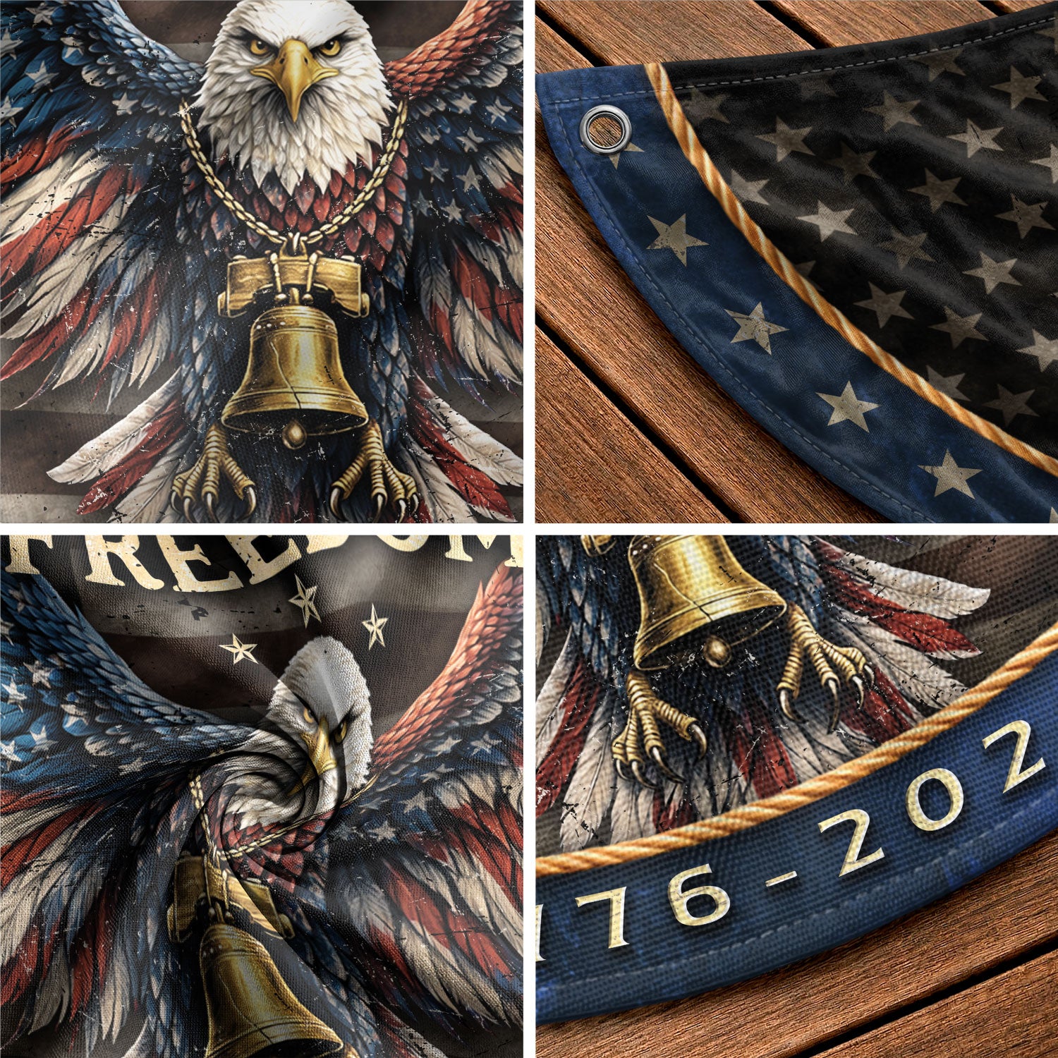 250 Years of Freedom Fence Flag 1776-2026 Patriotic Eagle Liberty Bell Banner