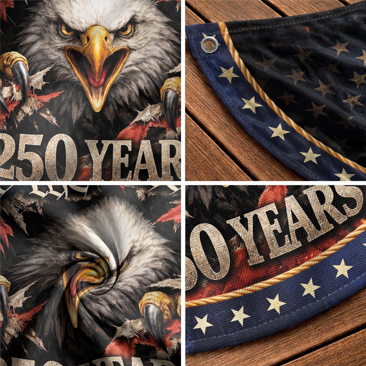 We The People Eagle Fence Flag 250 Years 1776-2026 Patriotic Double Sided Banner