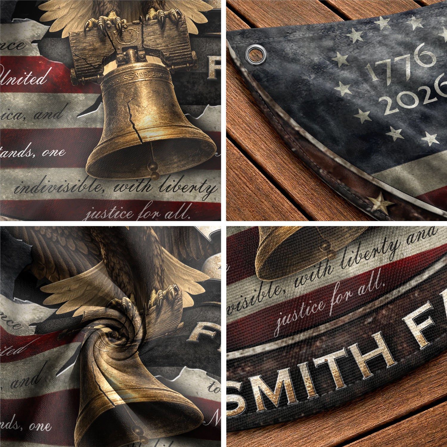 250 Years of Freedom Flag Fence Flag Custom Family Name, American Flag with Eagle, We The People Banner Decor