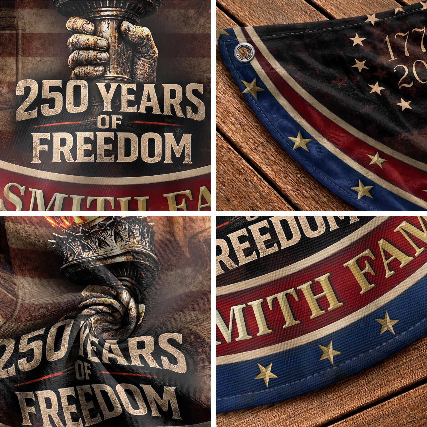 250 Anniversary USA Flag Fence Flag Custom Family Name, American Flag 250 Year Anniversary Banner with Eagle Design