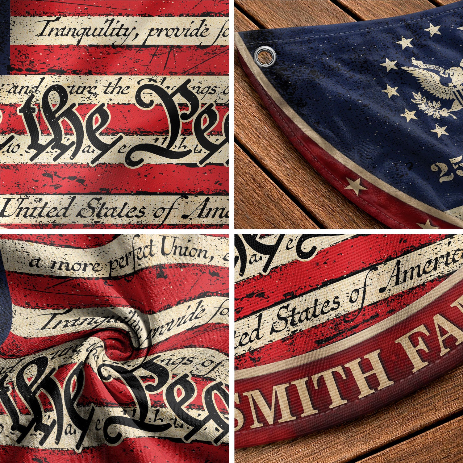 250 Years of Freedom Flag Fence Flag Custom Family Name, We The People Flag, American Flag with Eagle Patriotic Banner