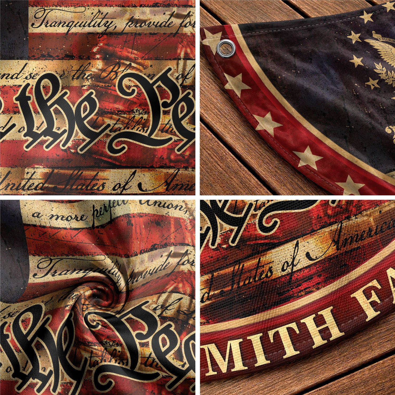 250 Anniversary USA Flag Fence Flag Custom Family Name, American Flag 250 Year Anniversary, We The People Fence Banner