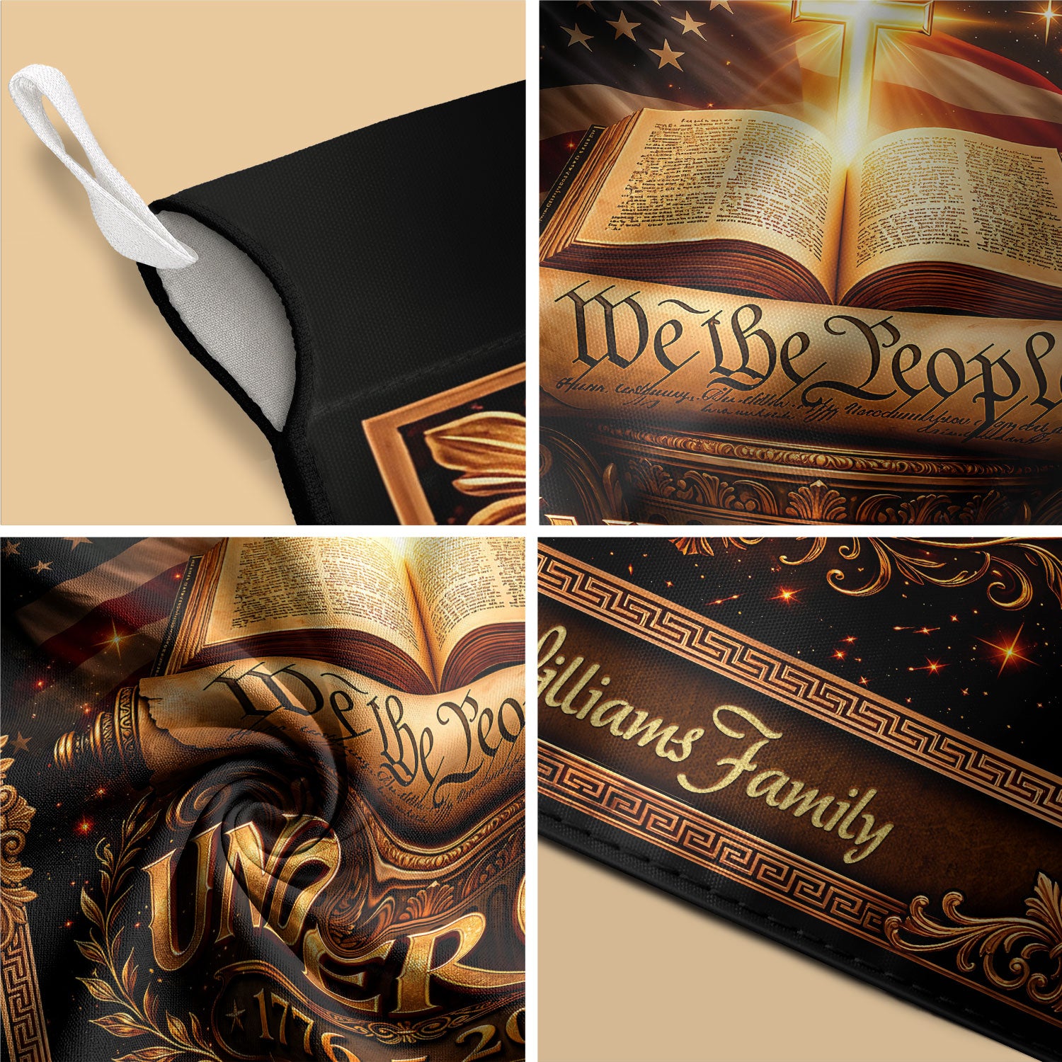 One Nation Under God 250th Anniversary Garden Flag – Custom Family Name with Bible, Cross & 'We the People' 1776-2026