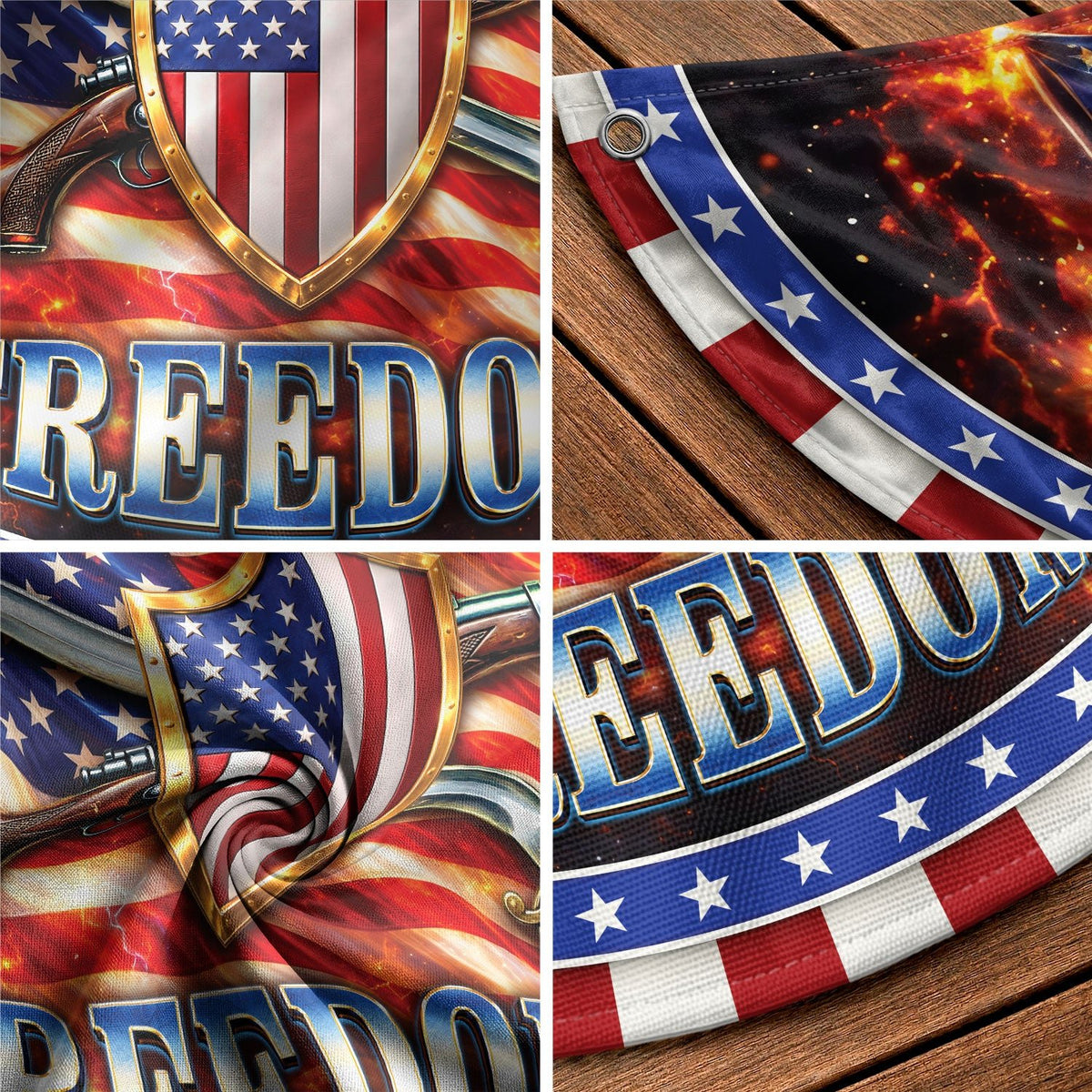 250 Years of Freedom Fence Flag 1776-2026 Patriotic Military Shield Banner - Rust Field Wear