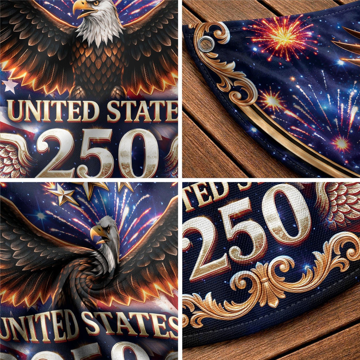 USA 250 Years Fence Flag 1776-2026 Liberty Bell Patriotic Eagle Yard Decoration - Rust Field Wear