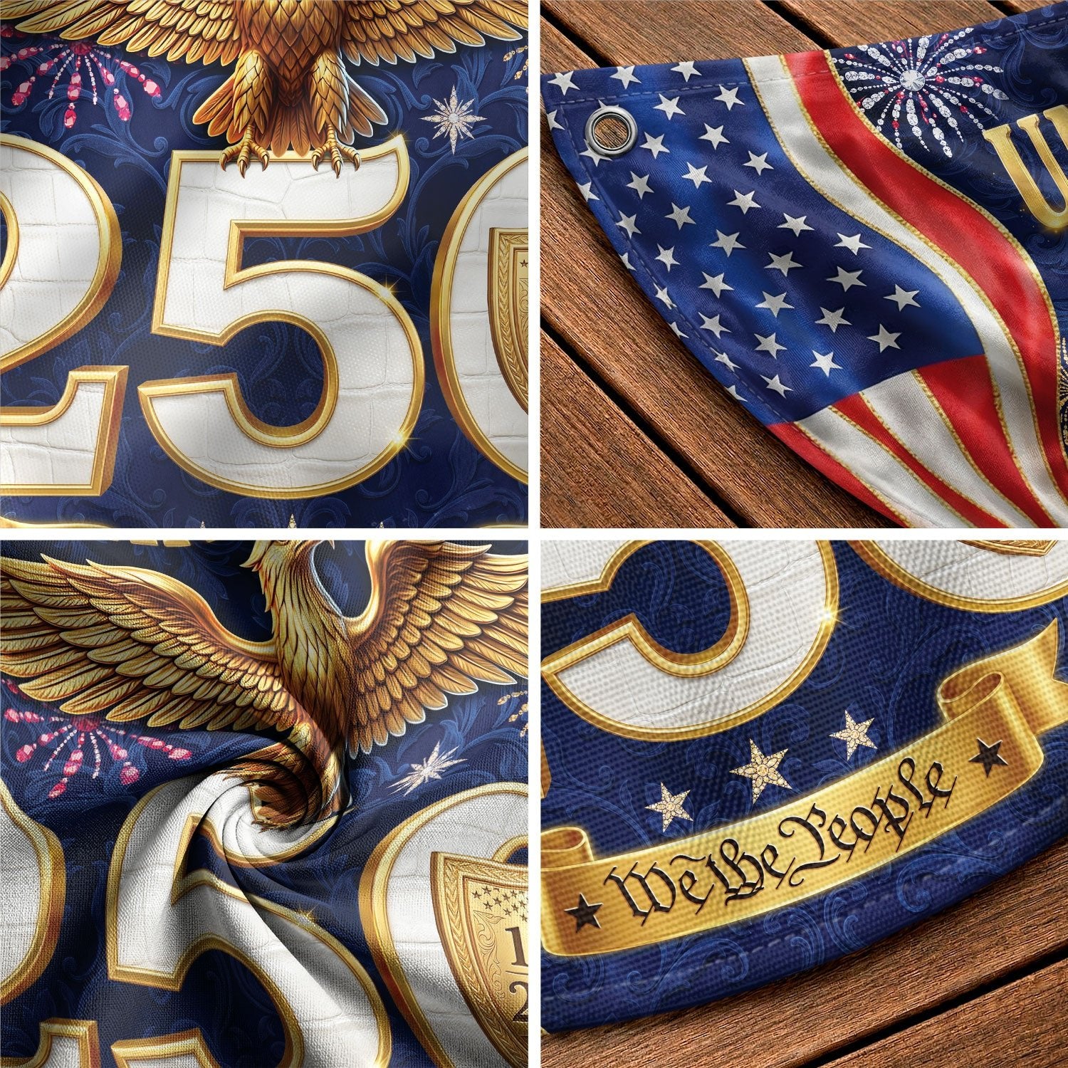 250 Years United States Fence Flag 1776-2026 Patriotic Heritage Banner - Rust Field Wear