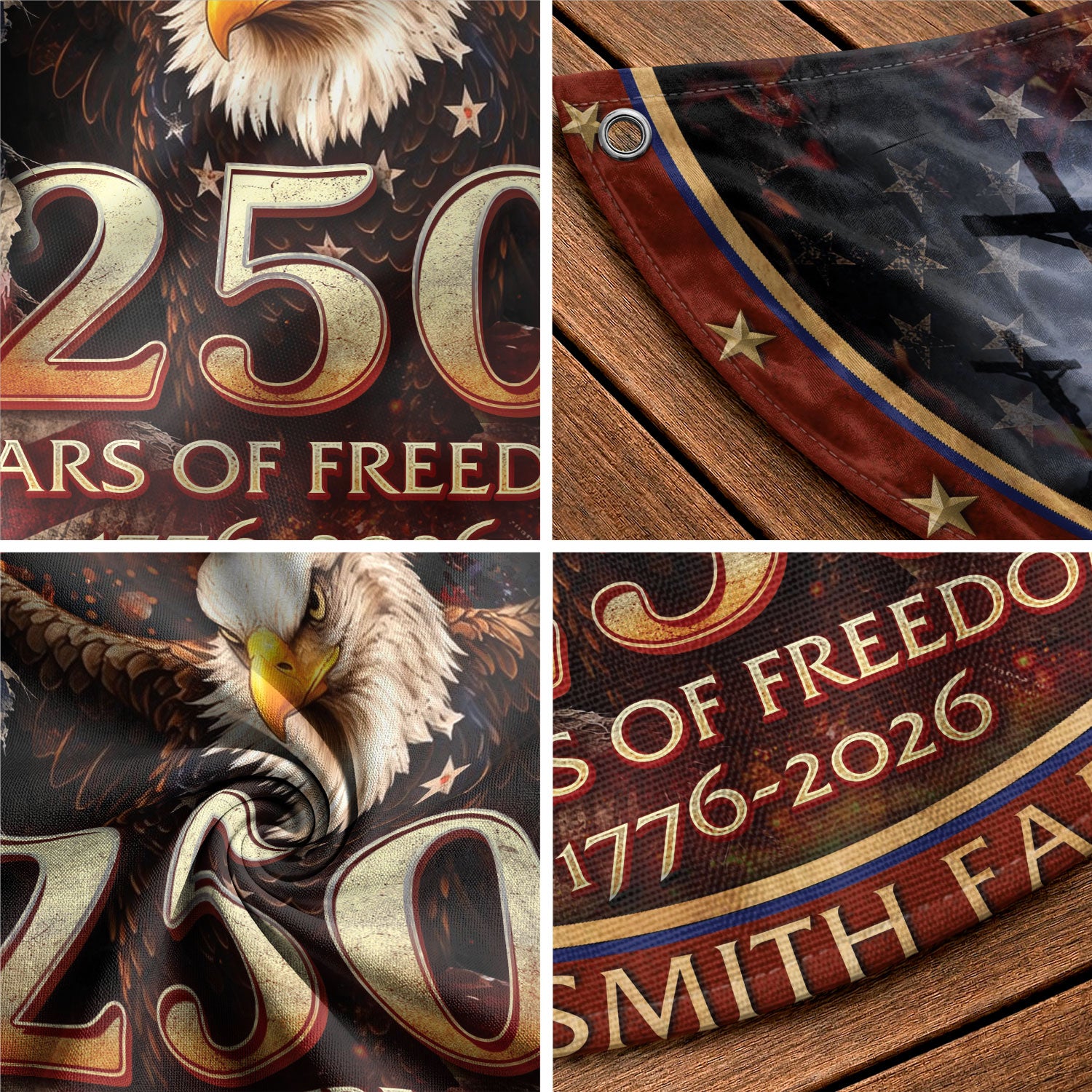 250 Christ Years of Freedom Flag Fence Flag Custom Family Name 250 Years Christian Flag American Flag with Cross Design - Rust Field Wear