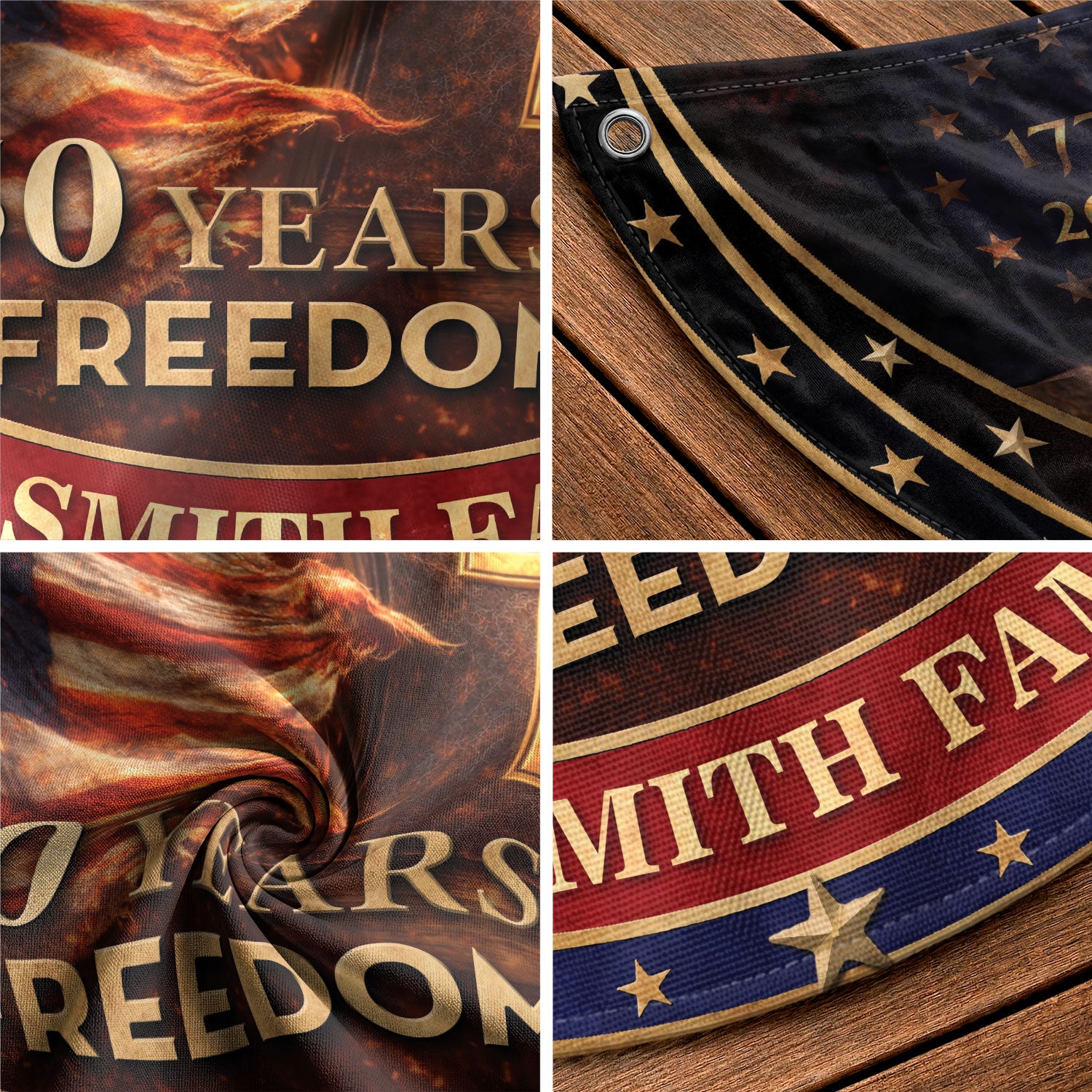 250 Christ Years Freedom Flag Fence Flag Custom Family Name 250 Years Christian Flag American Flag with Cross 250th Anniversary Design - Rust Field Wear