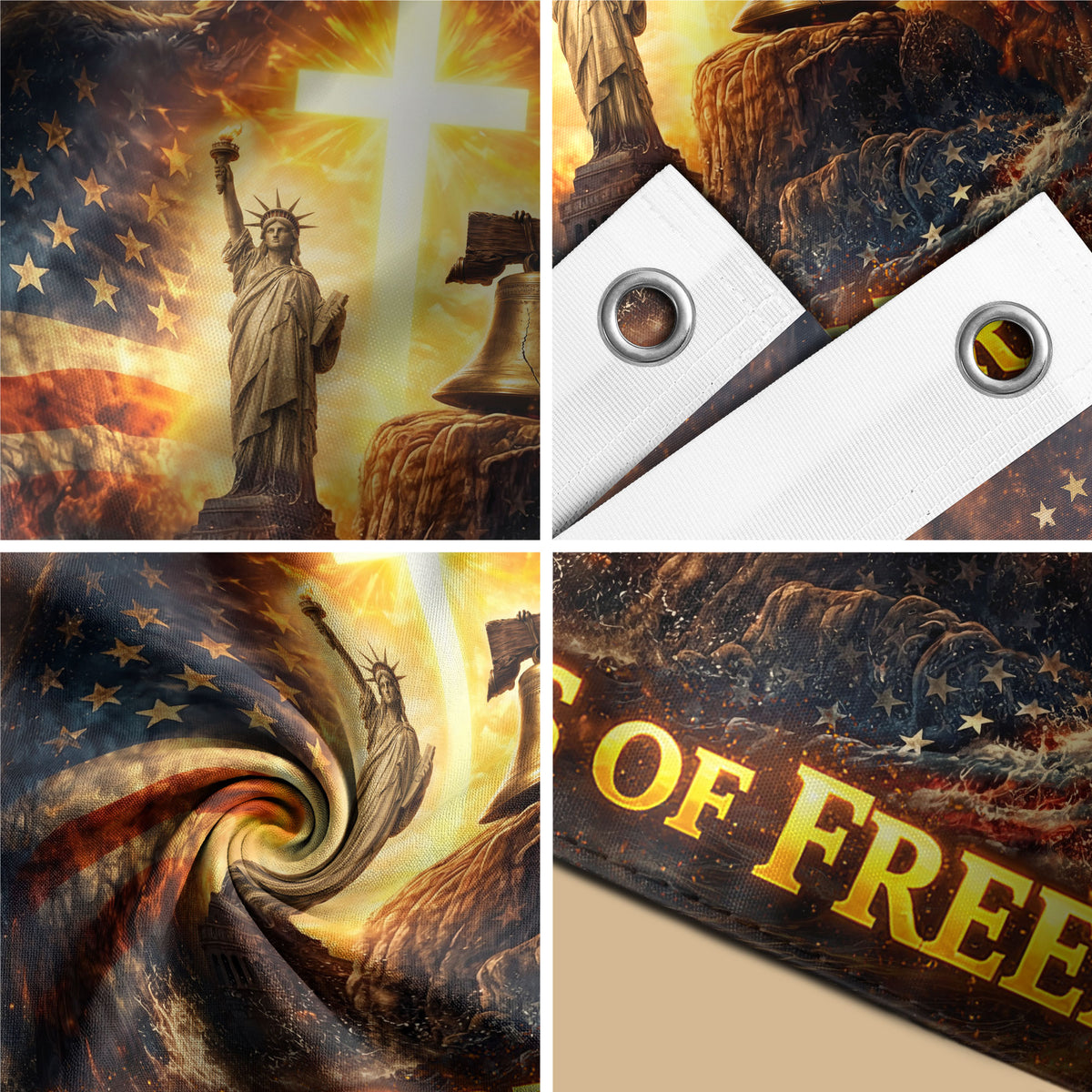 Christian Cross Eagle 250th Anniversary USA House Flag, 250 Years Freedom 1776–2026 - Rust Field Wear