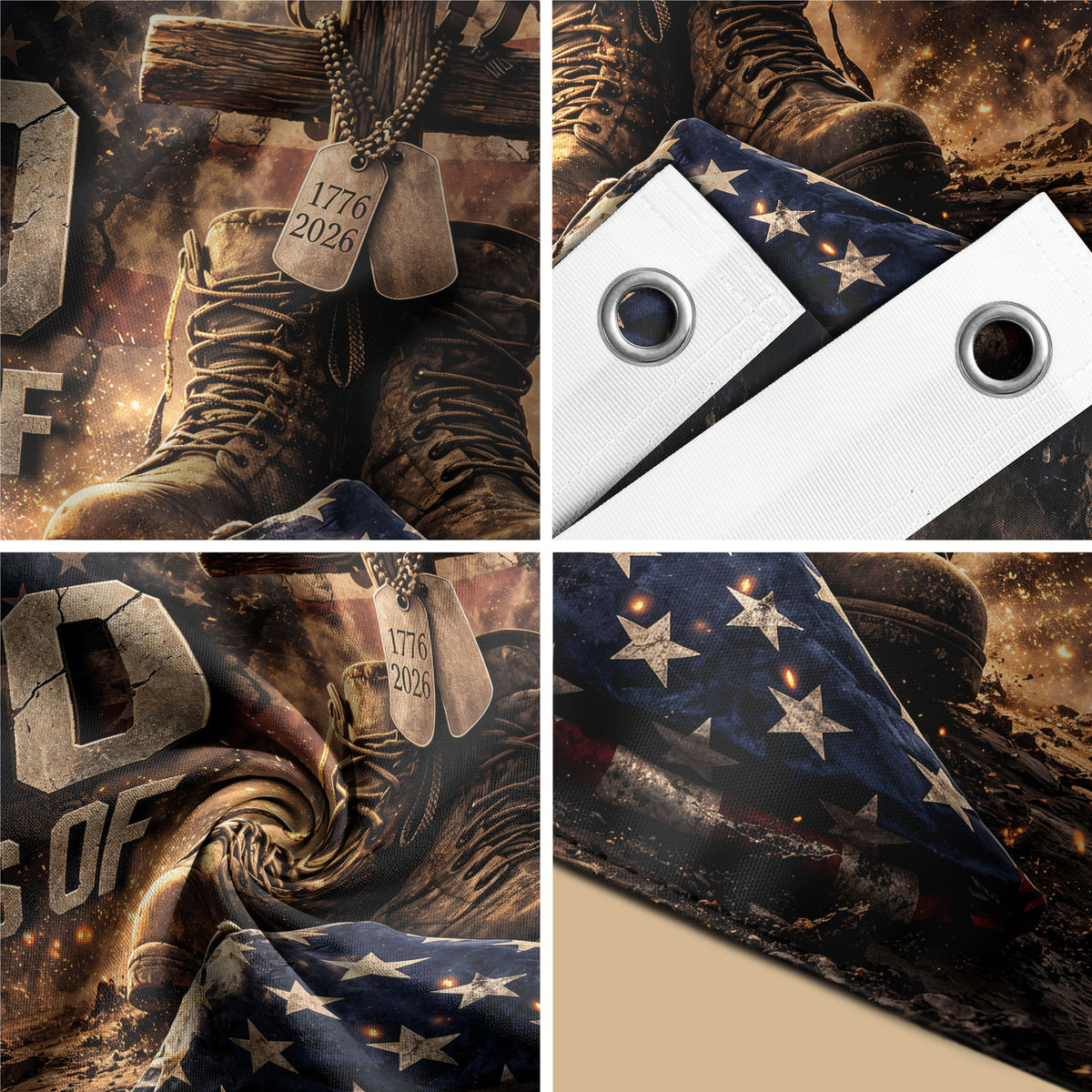 1776–2026 Christian Cross USA 250 Year Anniversary House Flag, 250 Years Freedom 1776–2026 - Rust Field Wear