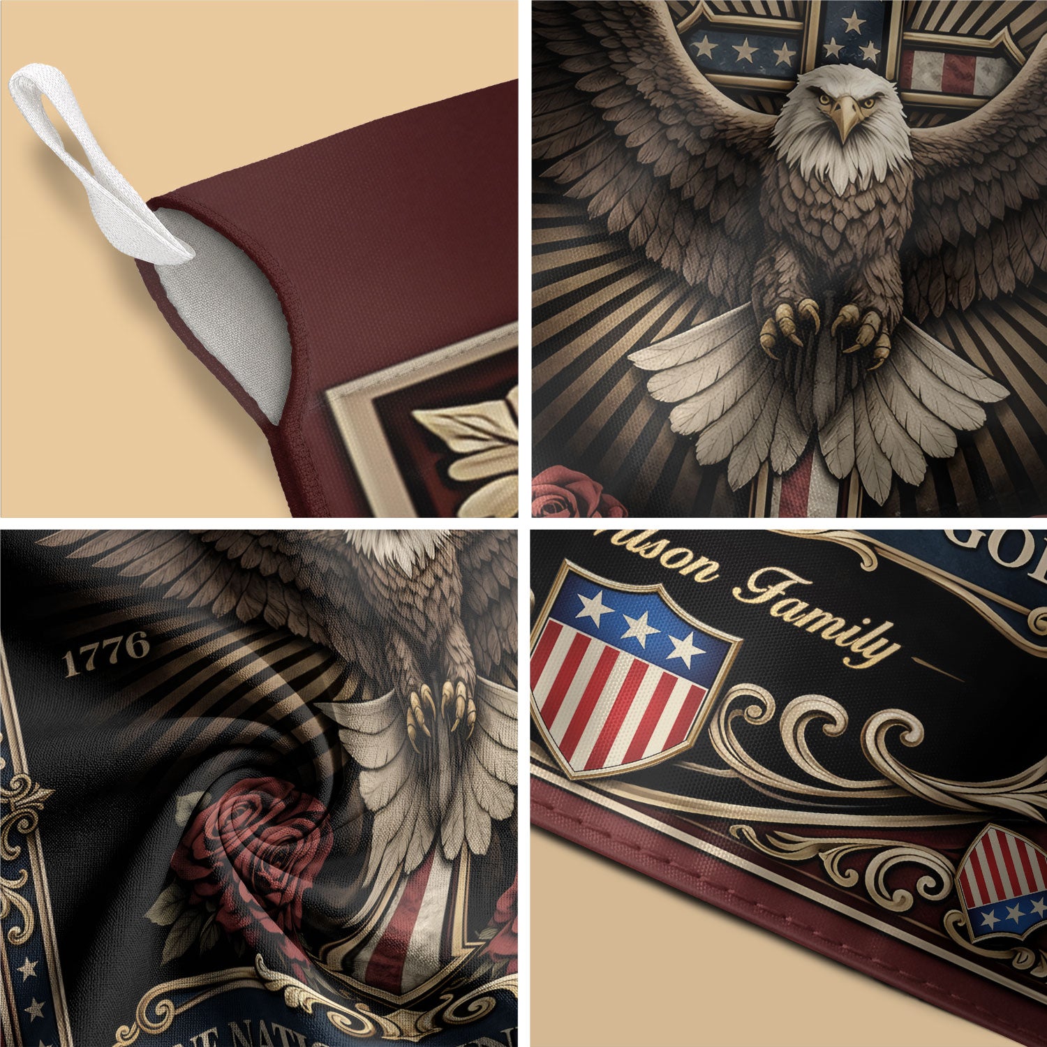 Custom Family Name Garden Flag 250 Years Patriotic Eagle Cross 1776–2026 Freedom Banner - Rust Field Wear