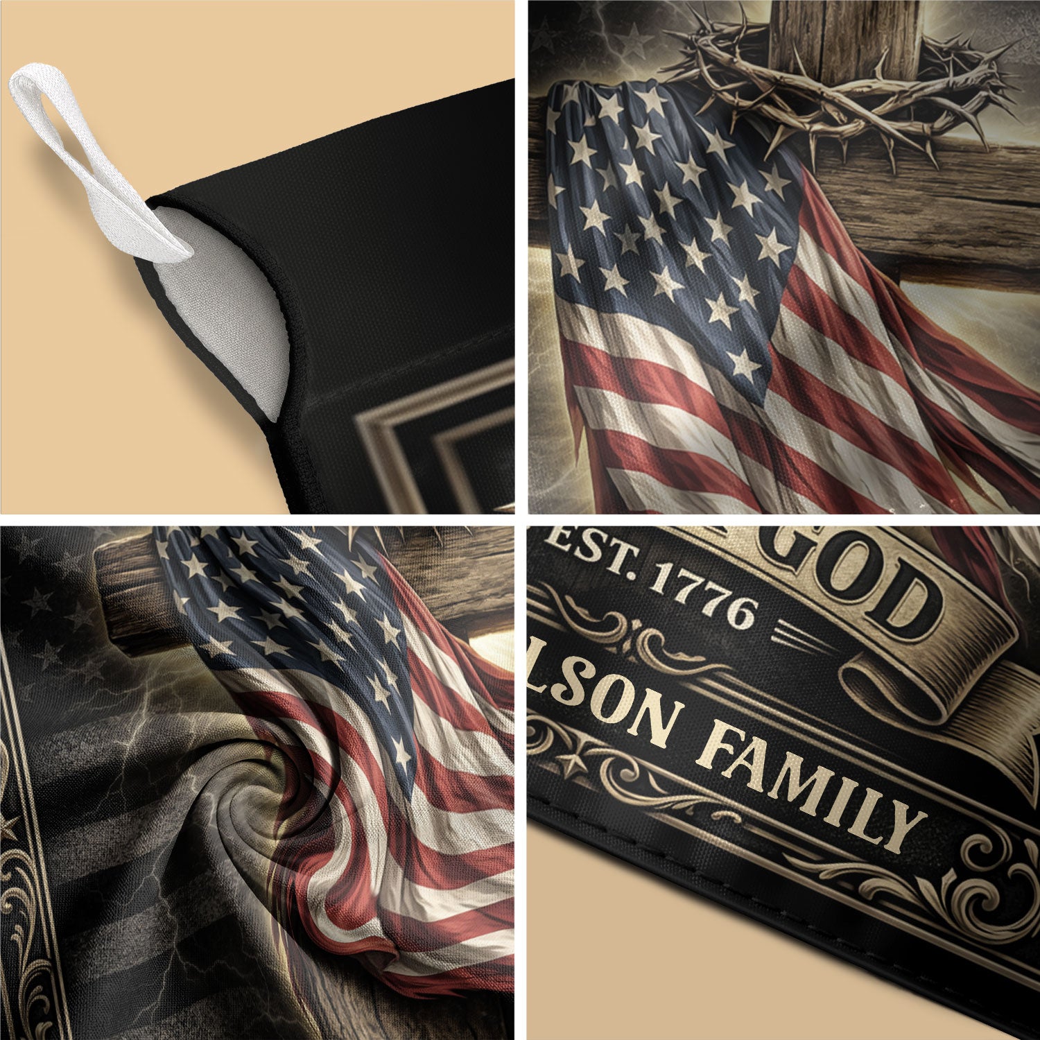 Personalized Family Name Garden Flag 250 Years Under God Cross Patriotic Outdoor Decor - Rust Field Wear