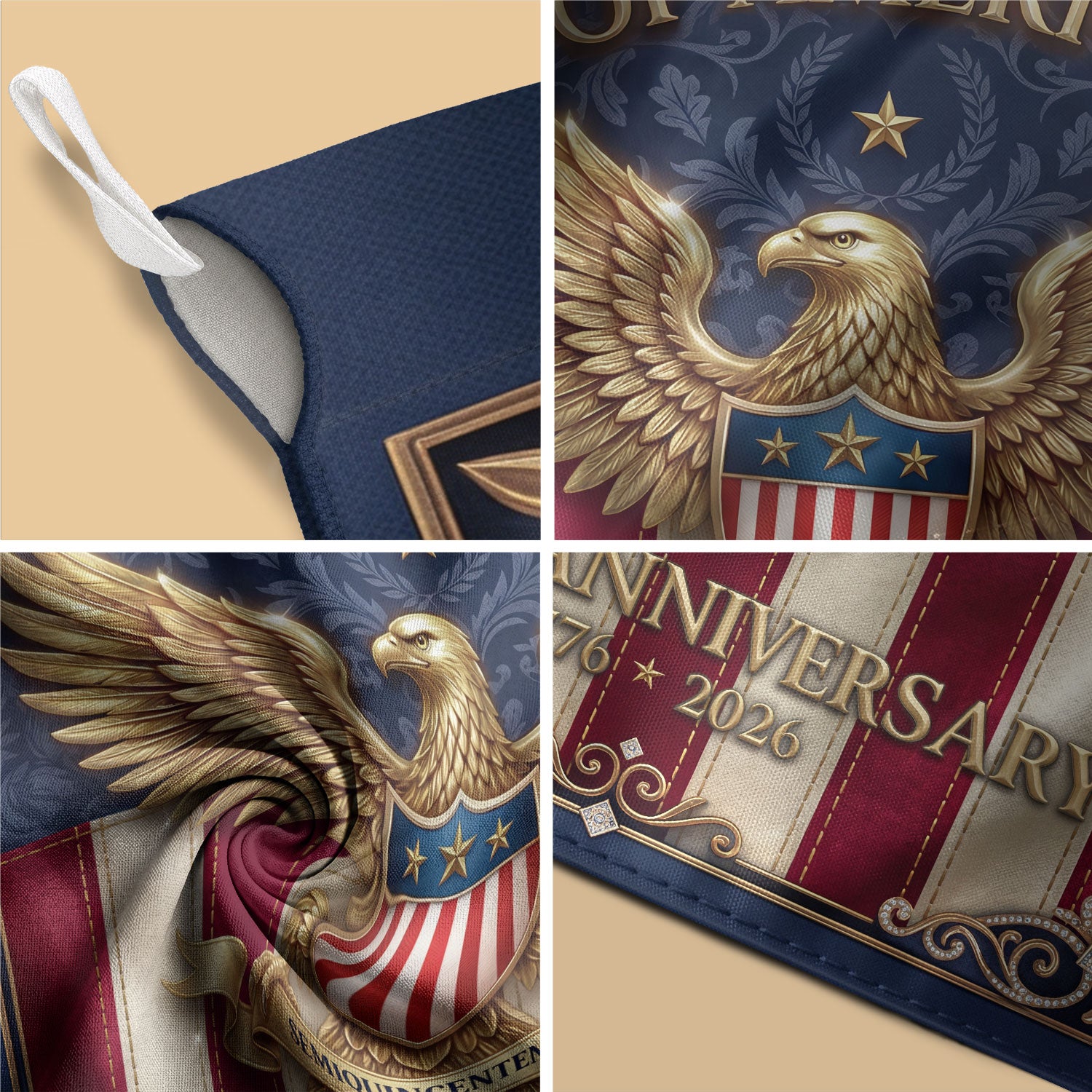 250 Years USA Garden Flag Eagle Crest Patriotic Outdoor Decoration 1776-2026 - Rust Field Wear