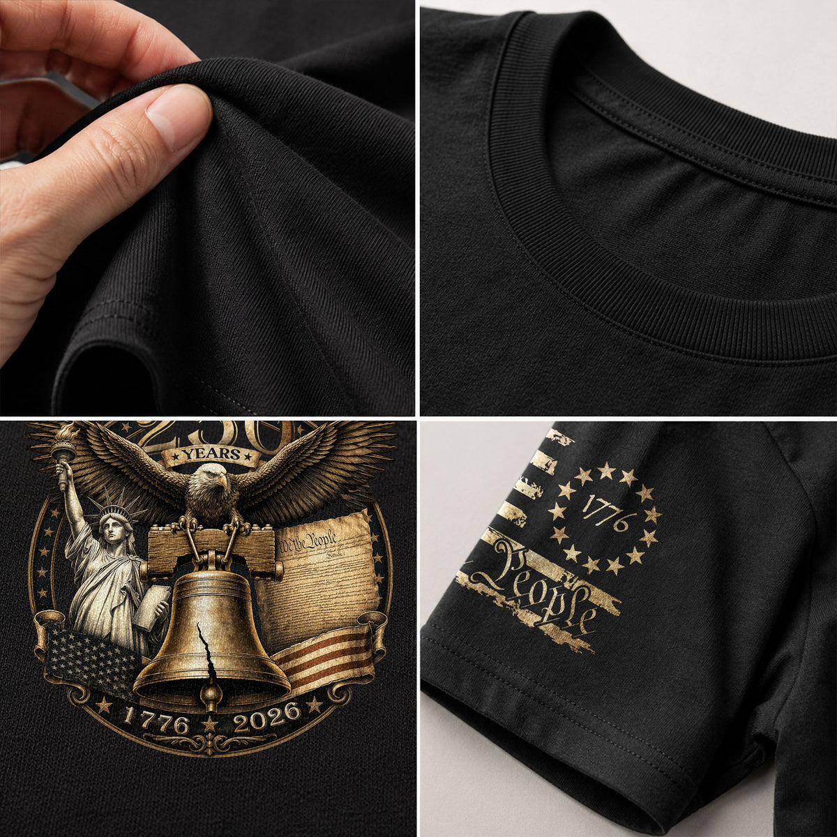 Liberty Bell Statue of Liberty T-Shirt - Patriotic 250 Years Heritage Tee - Rust Field Wear