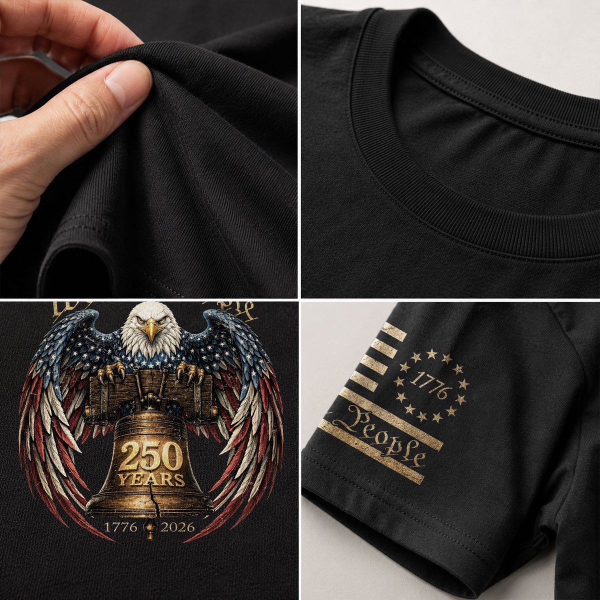 We the People 250 Years 1776-2026 T-Shirt - Patriotic Liberty Bell Eagle Graphic Tee - Rust Field Wear