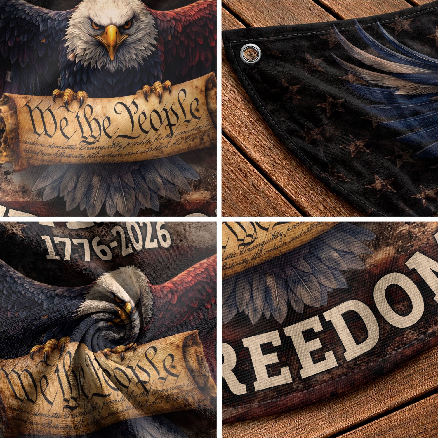 Fence Flag USA 250th Anniversary 1776–2026, American Eagle Patriotic 250 Year Flag, Outdoor Banner Decor