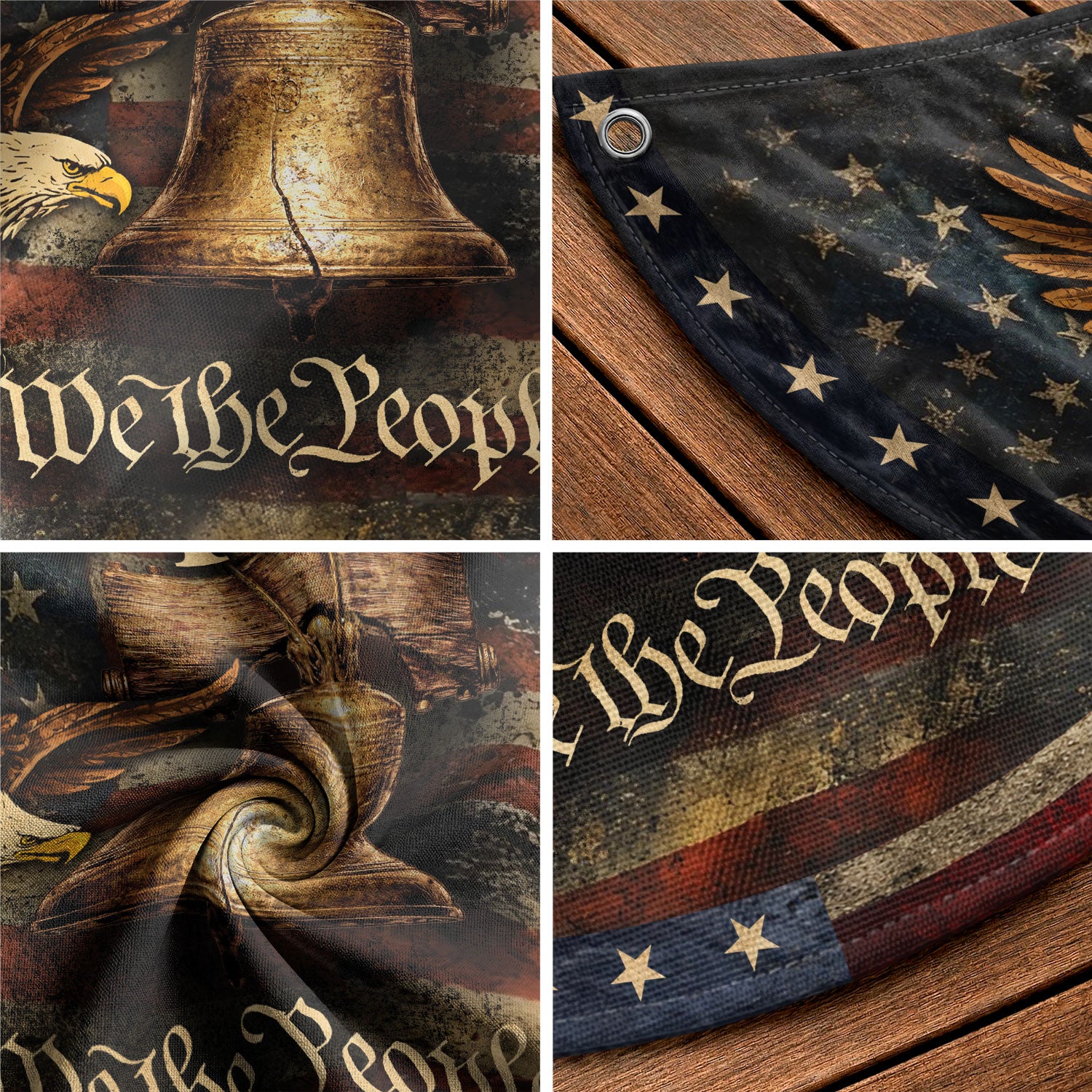250 Years Fence Flag 1776-2026 We The People Eagle Liberty Bell Patriotic Flag Decor - Rust Field Wear