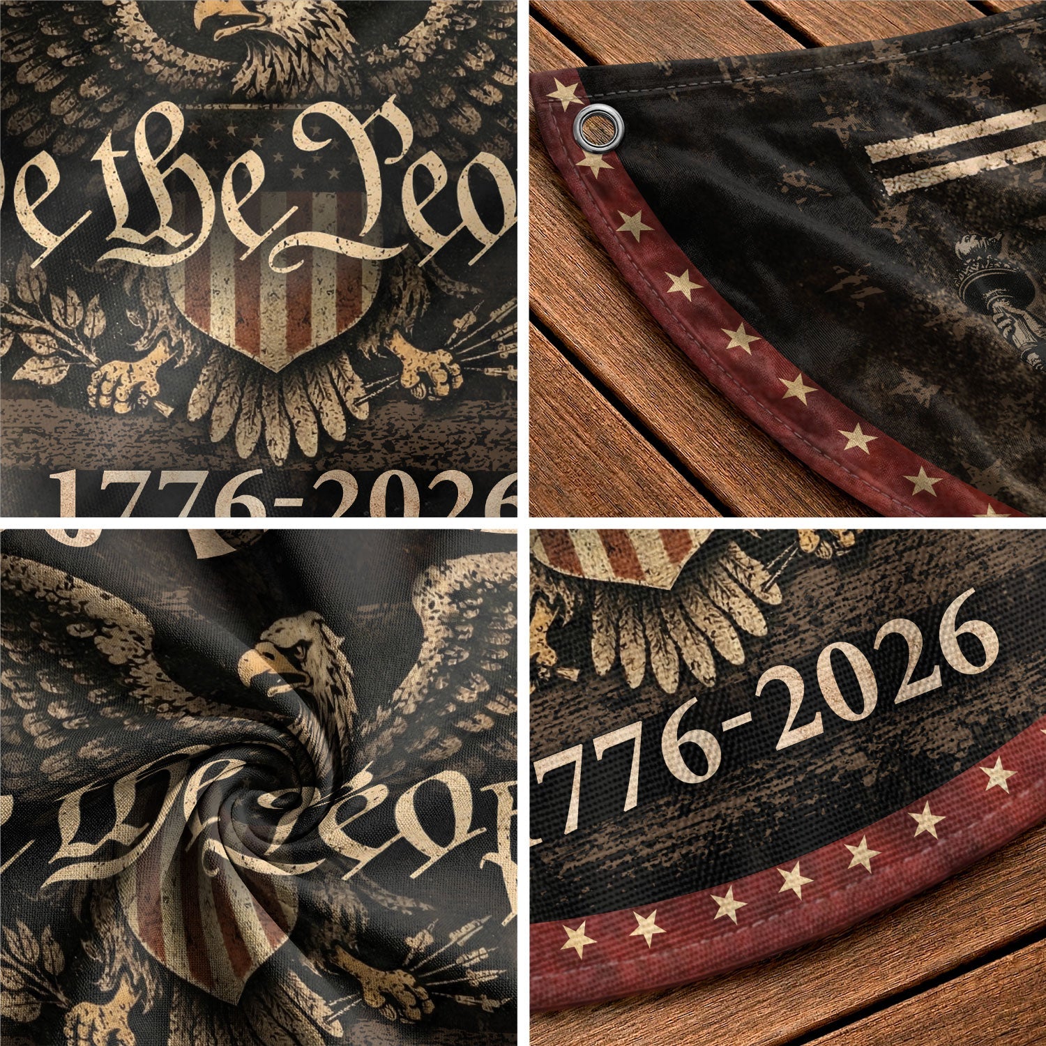 250 Years Fence Flag 1776–2026 We The People Eagle Patriotic Banner USA Decor - Rust Field Wear